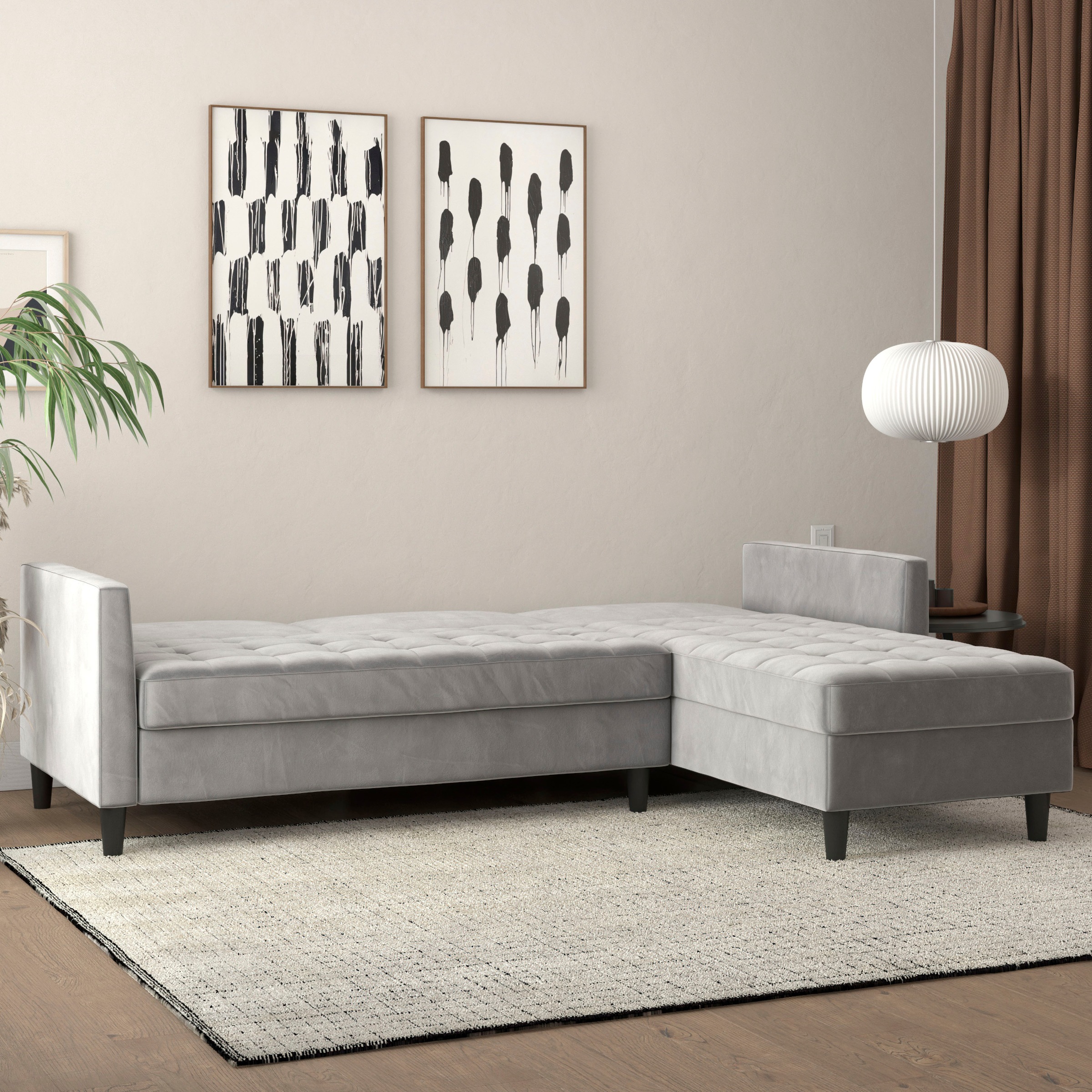 Dorel Home Ecksofa »Presley, L-Form,«, Ecksofa mit Bett-Funktion und Stauraum, verstellbare Rückenlehne