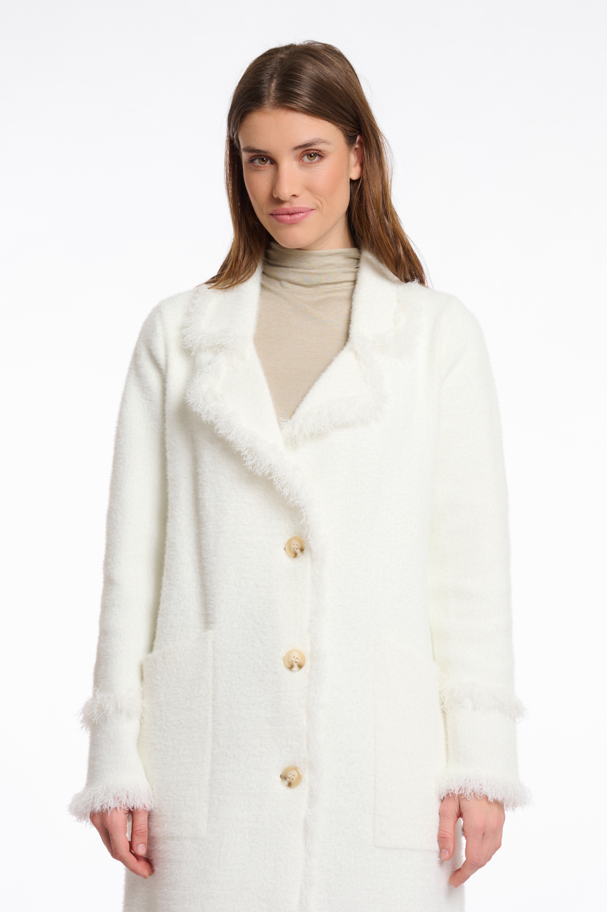 Rino & Pelle Longstrickjacke »CATENA« mit Fransendetails und Knöpfen