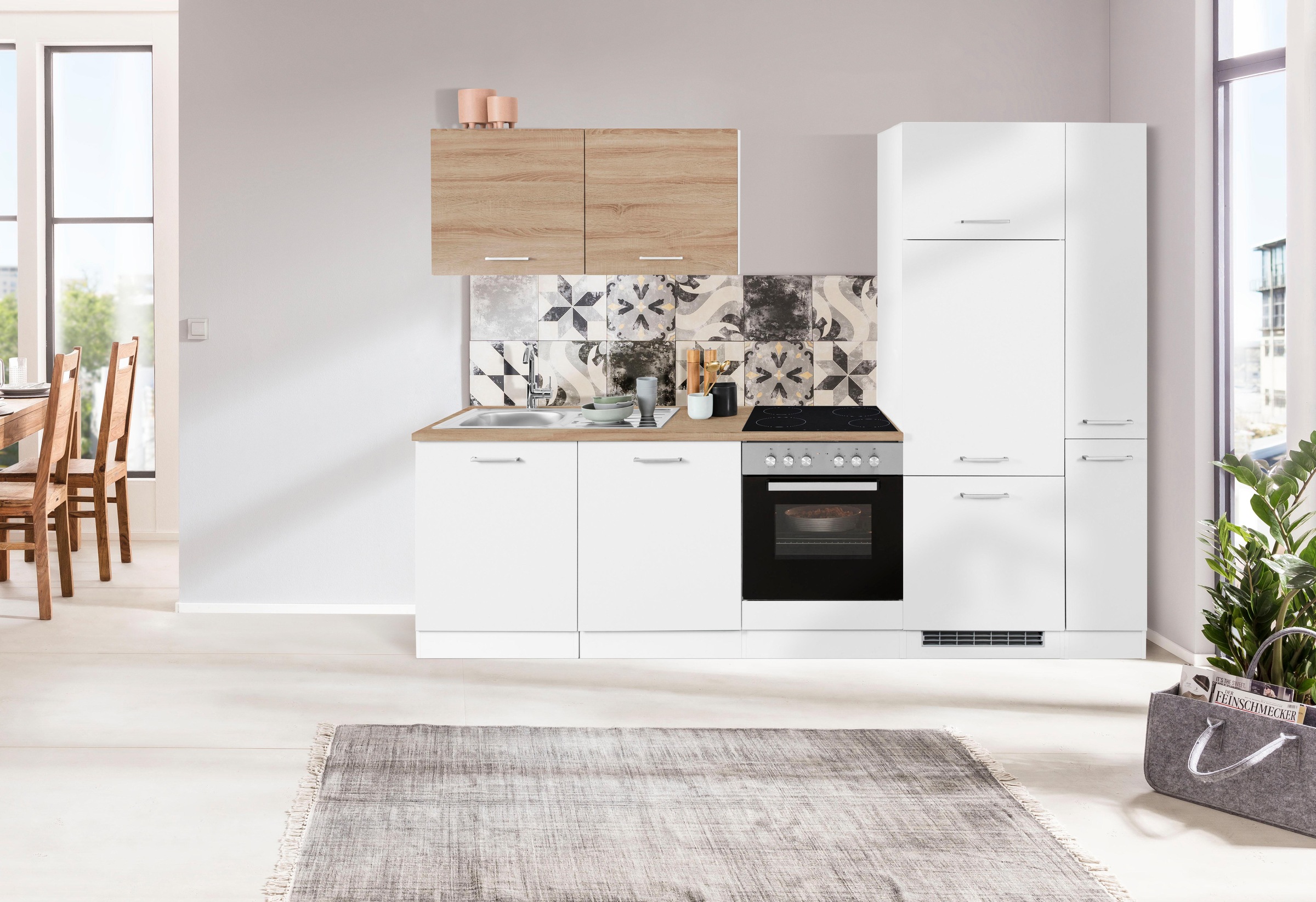 KOCHSTATION Küchenzeile »KS-Visby«, ohne E-Geräte, Breite 270 cm für Kühlschrank