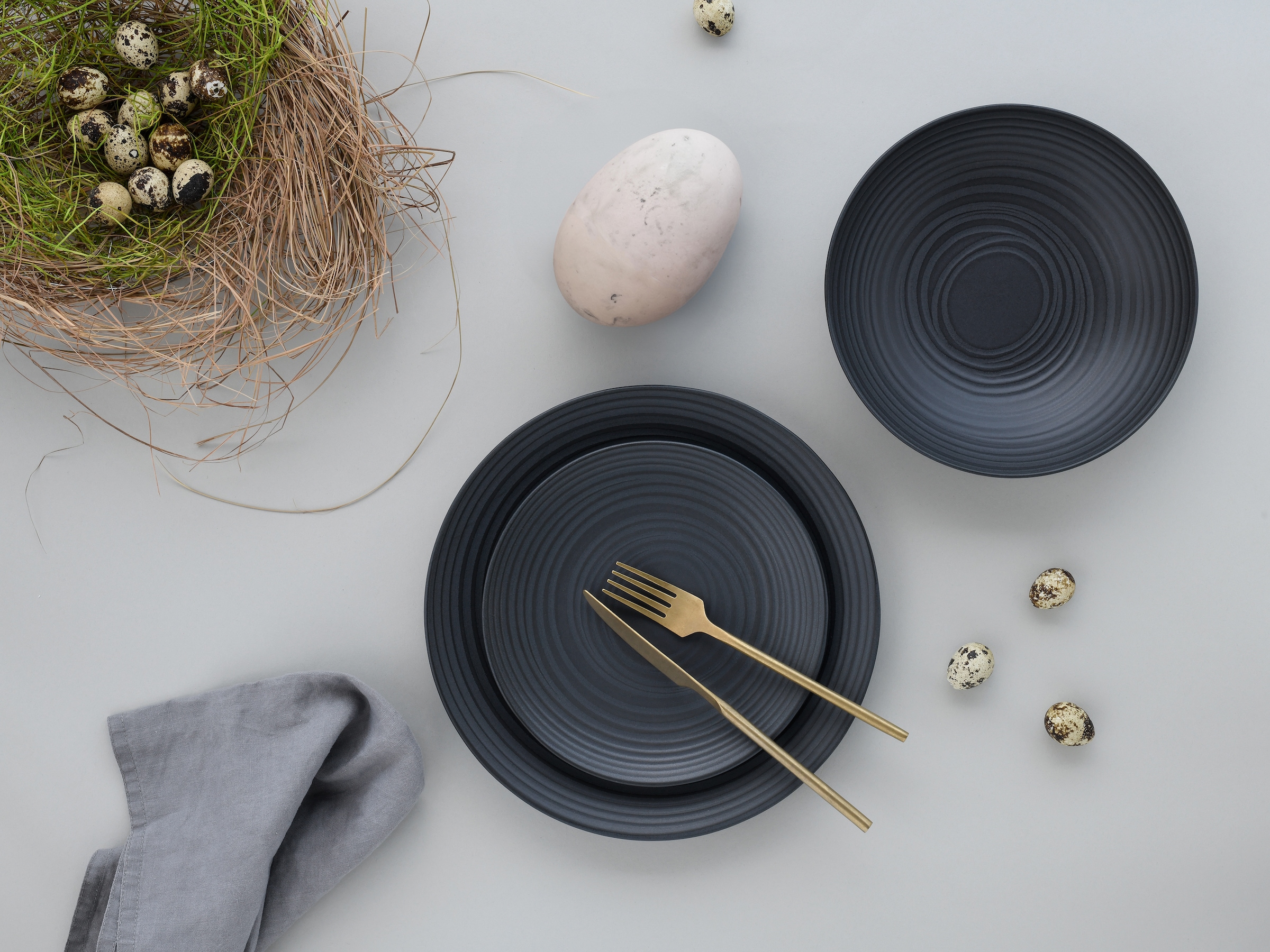 CreaTable Teller-Set »Lava Stone Black, Teller Set 18-tlg« Seidenmatte Glasur