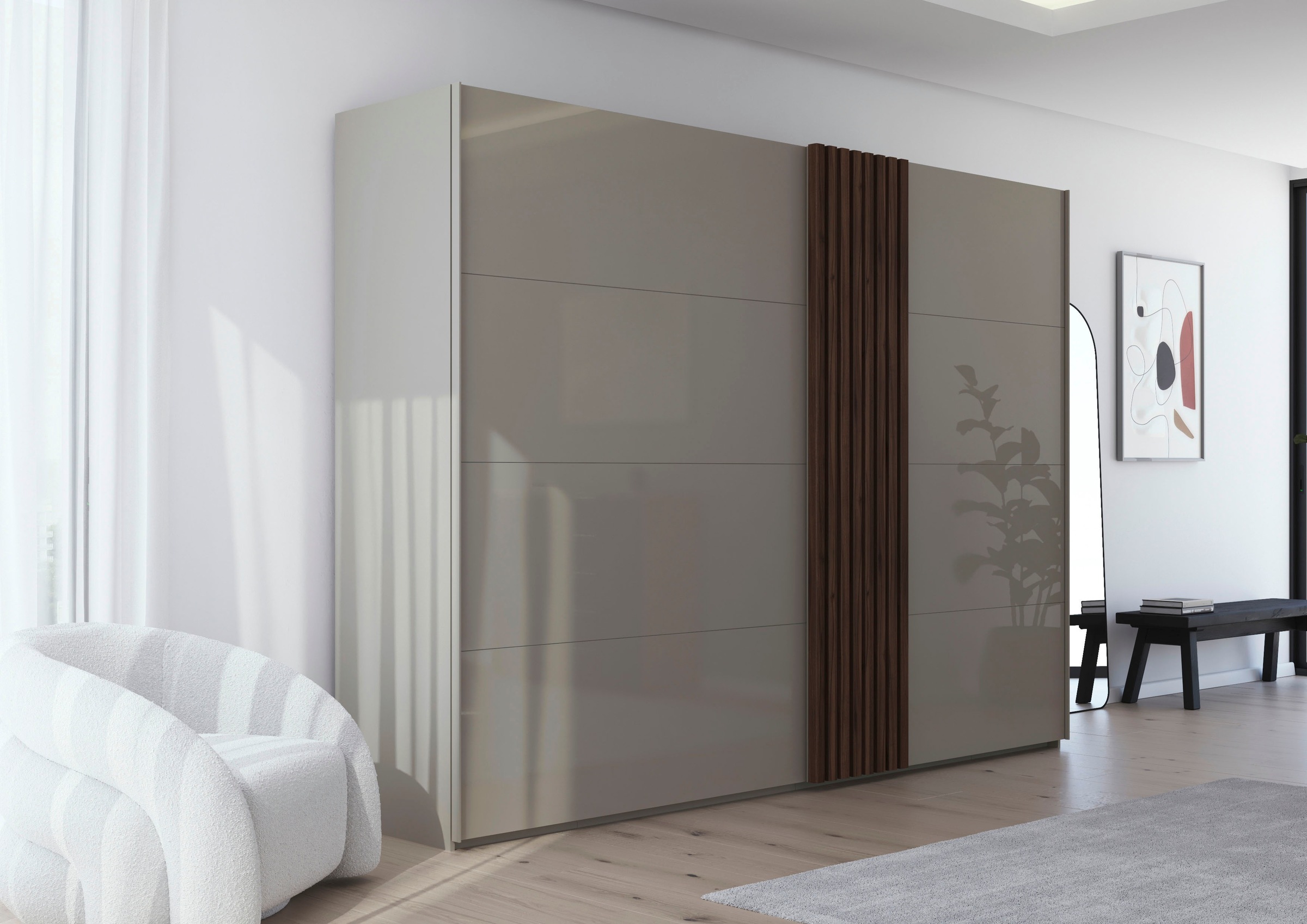 rauch Schwebetürenschrank »Kleiderschrank Schrank Garderobe Wäscheschrank TEGIO«, mit hochwertigen Holzdekoraufleistung und Glasfront MADE IN GERMANY