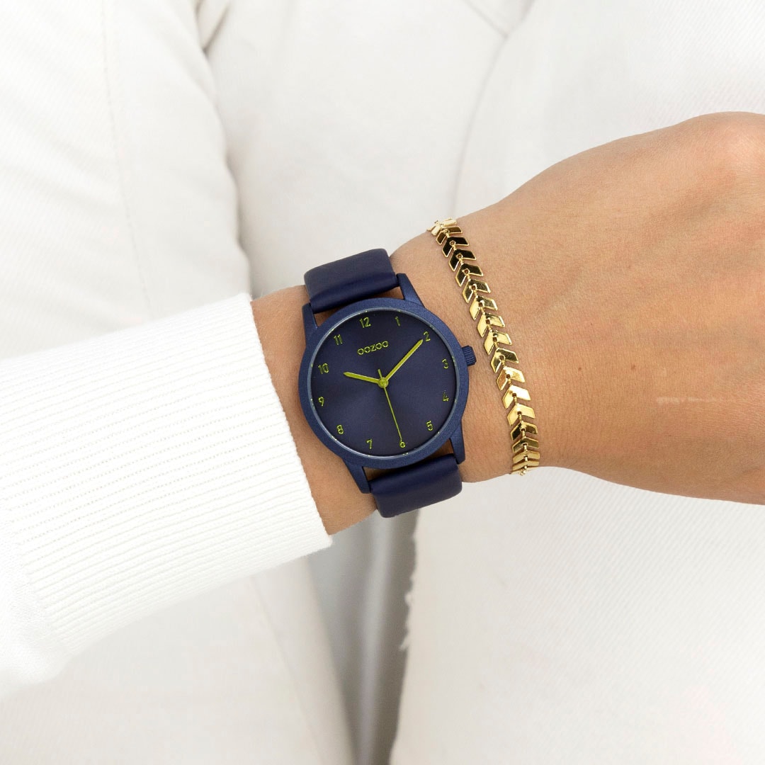 OOZOO Quarzuhr Armbanduhr, Damenuhr, Lederarmband