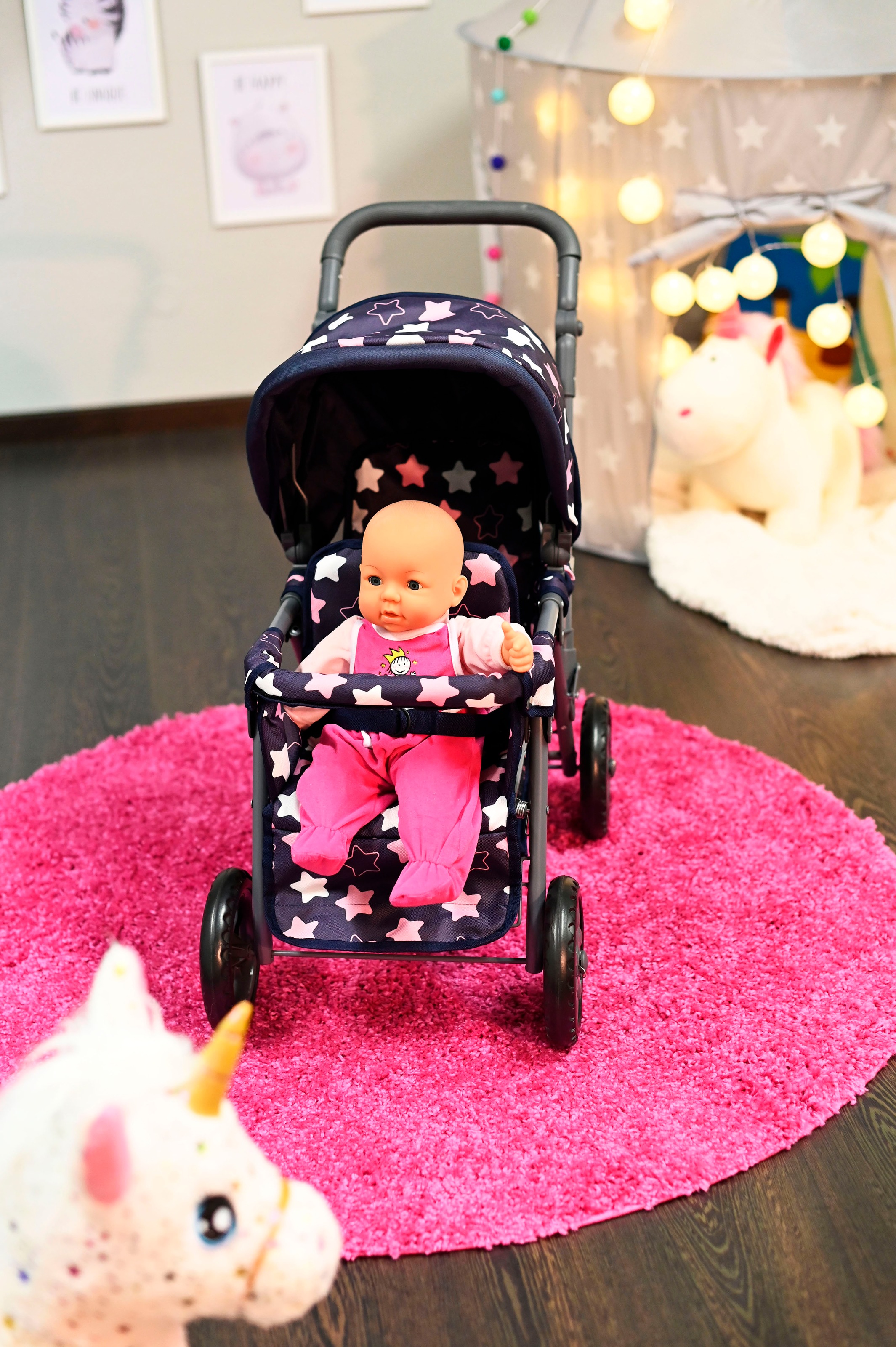 Knorrtoys® Zwillingspuppenwagen »Big Twin - star blue pink«