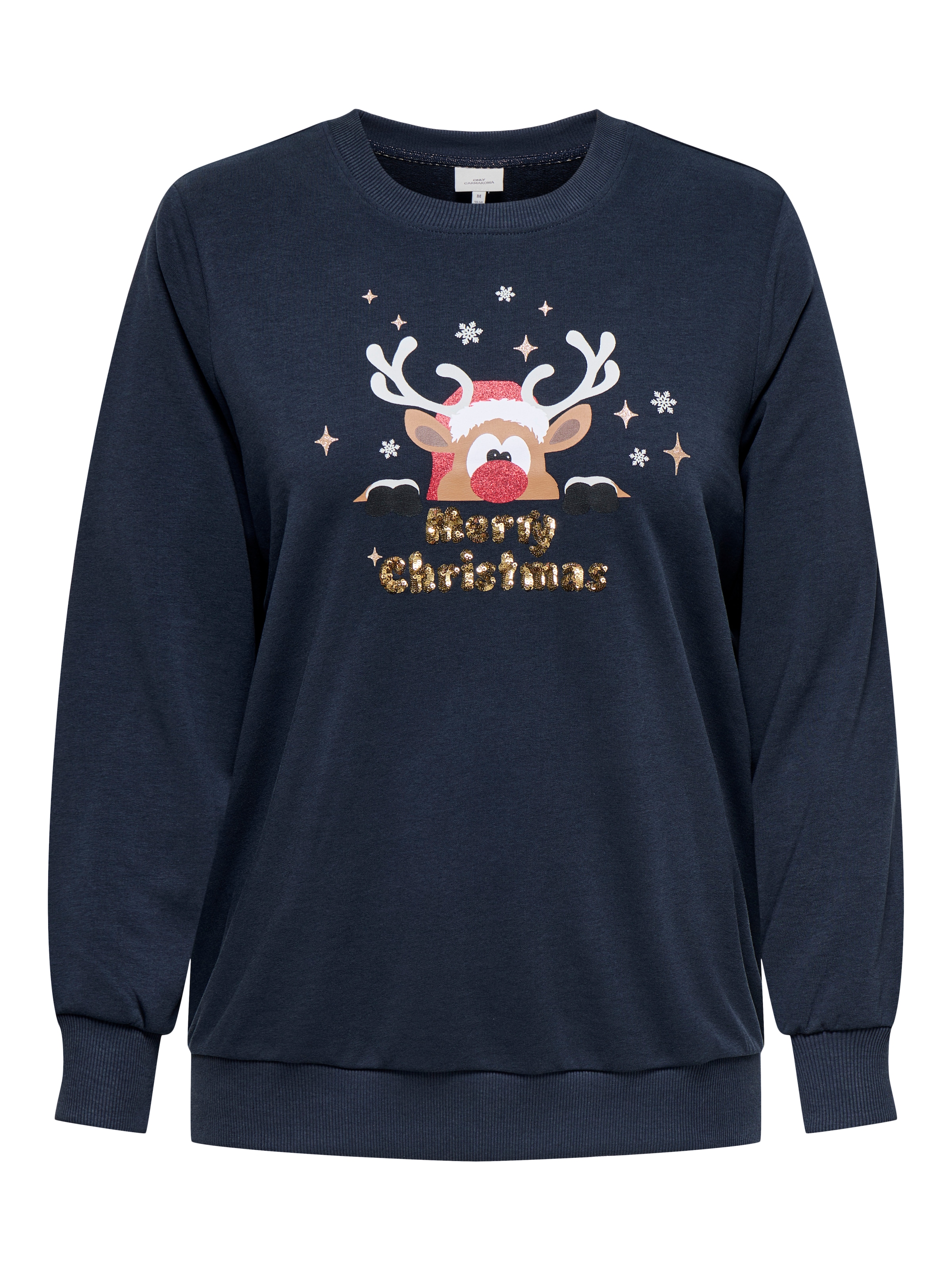 ONLY CARMAKOMA Sweatshirt »CARXMAS SNOW LS O-NECK SWEAT SWT«, Baumwollmischung, regular fit
