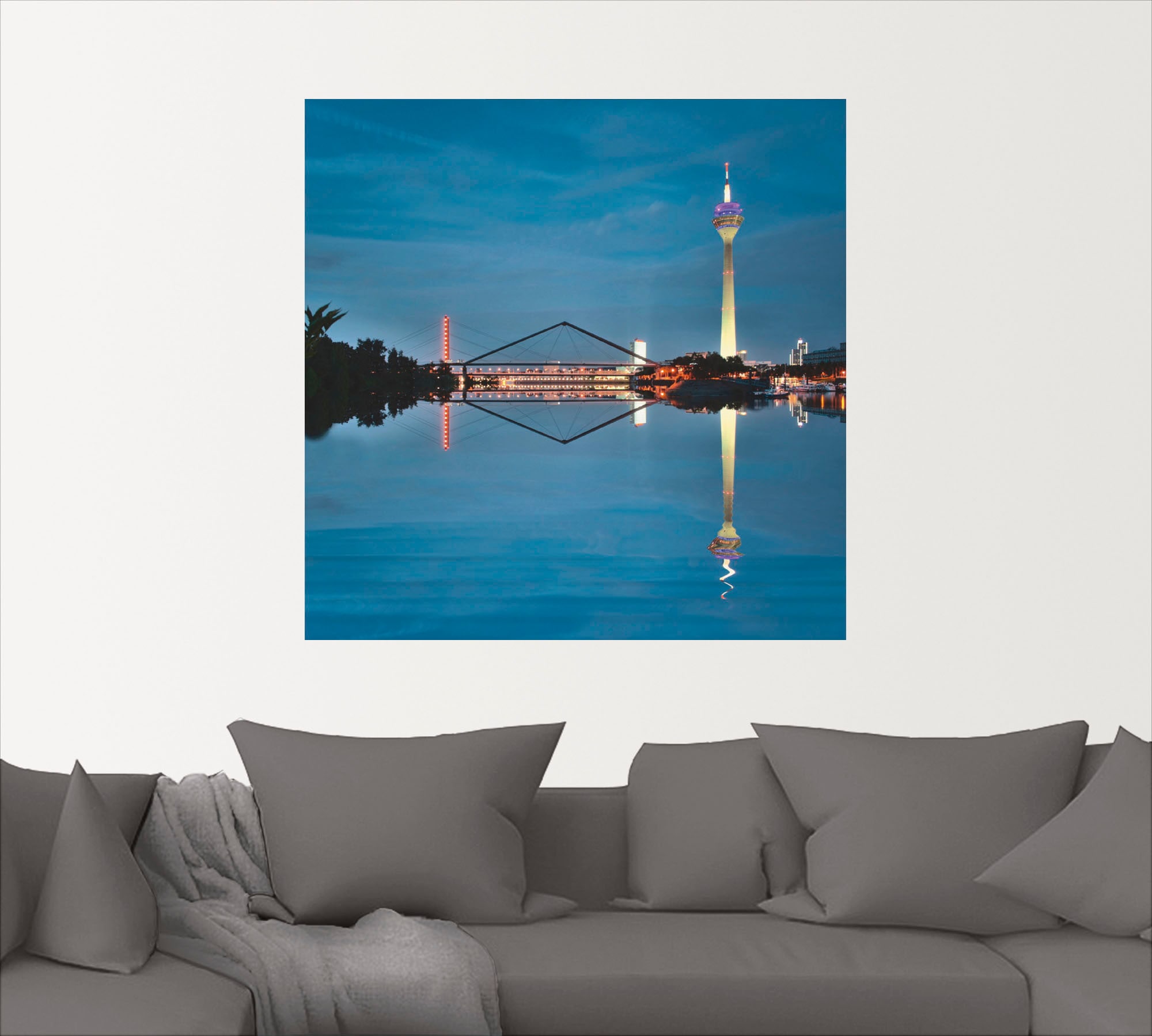 Artland Wandbild »Düsseldorf Stadtansicht NRW 02«, Architektonische Elemente, (1 St.), als Leinwandbild, Wandaufkleber oder Poster in versch. Größen