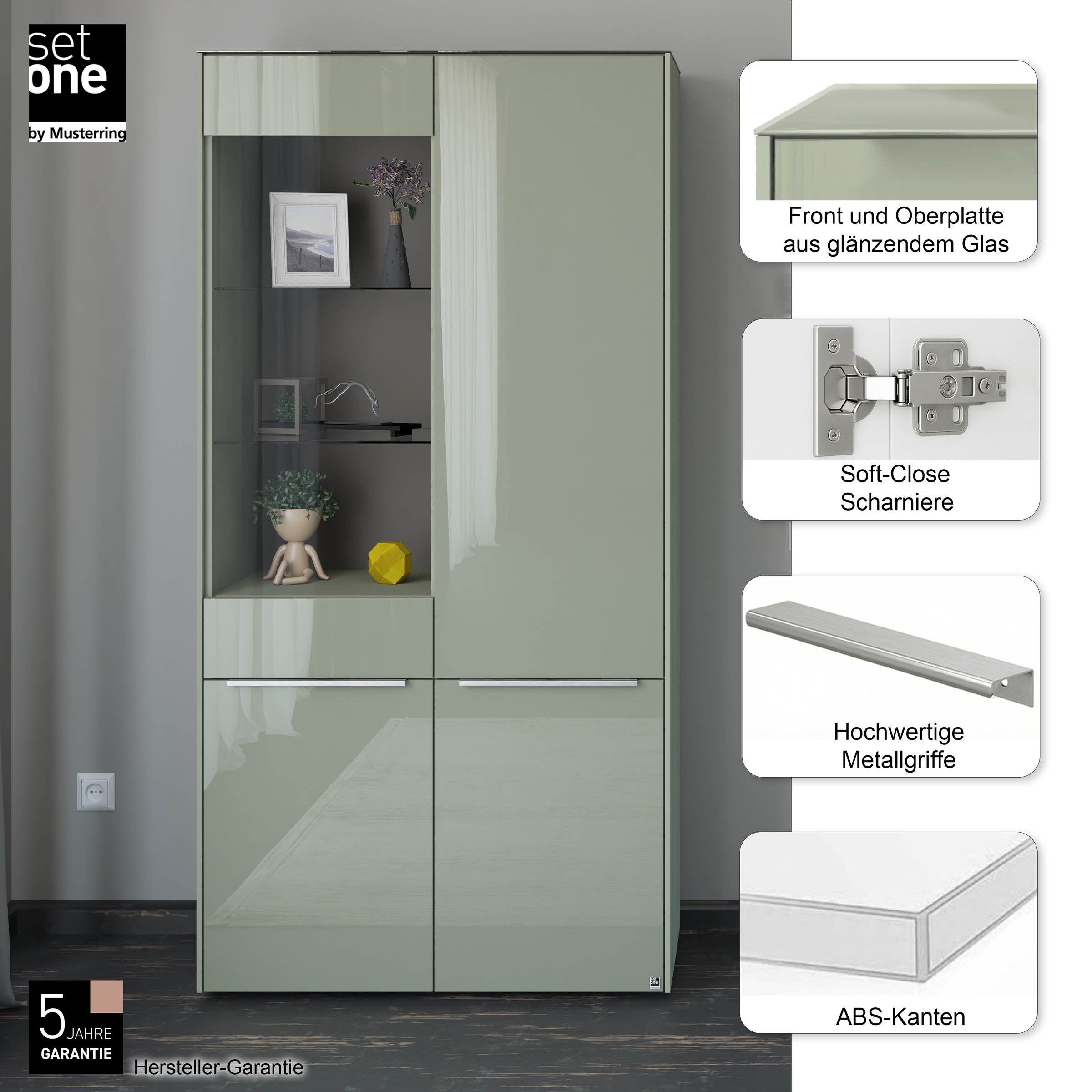 set one by Musterring Standvitrine »Reno« 1 Stk. tlg. Mit Gleitern und in verschiedenen Farben erhältlich