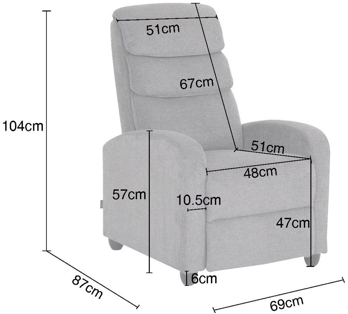 Home affaire Relaxsessel »BERVILLE, TV-Sessel, Ruhesessel mit Schlaffunktion, Webstoff«, Liegesessel mit manueller Relaxfunktion