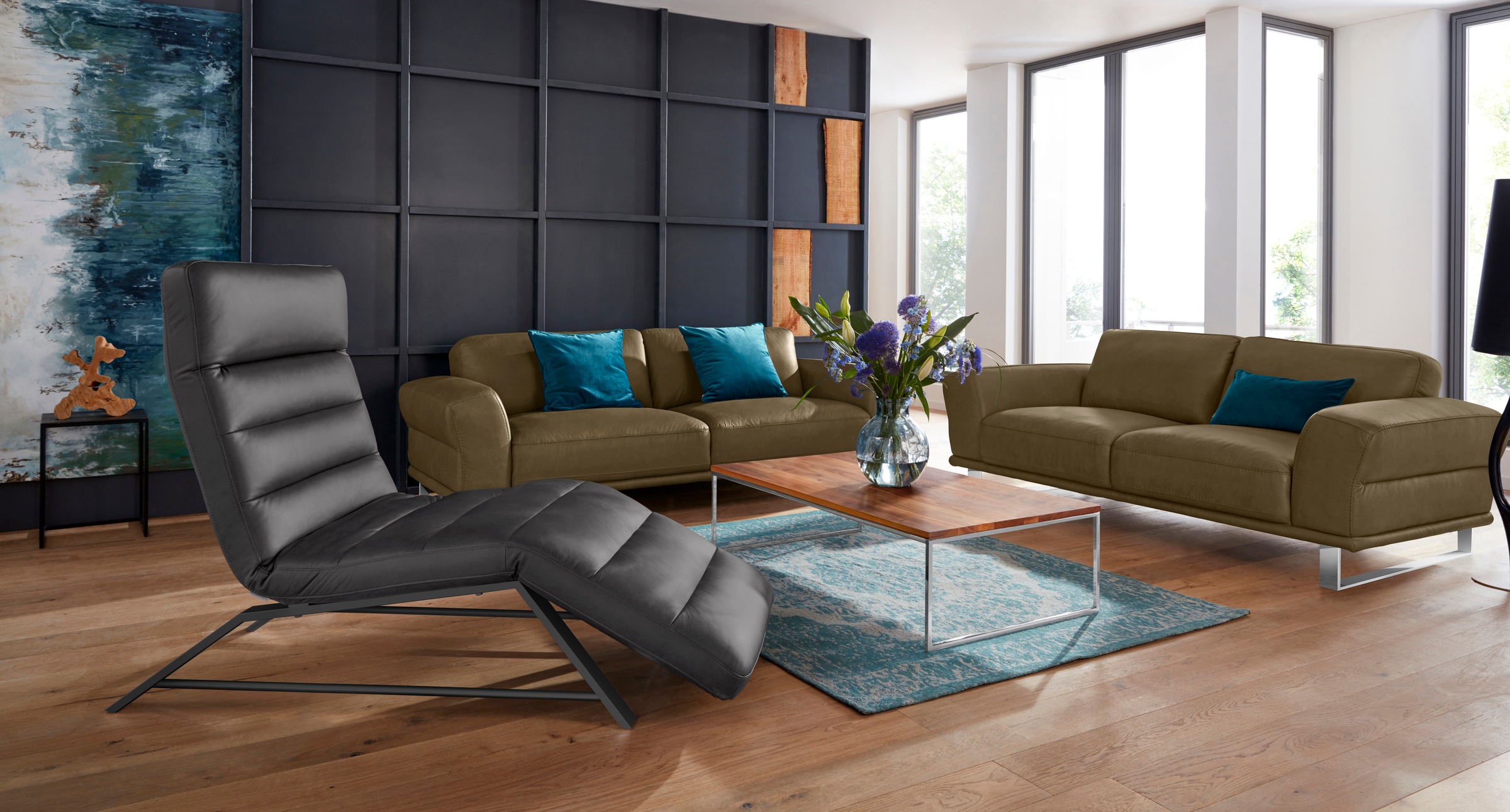 W.SCHILLIG 2,5-Sitzer »montanaa«, mit Metallkufen in Chrom glänzend, Breite 212 cm