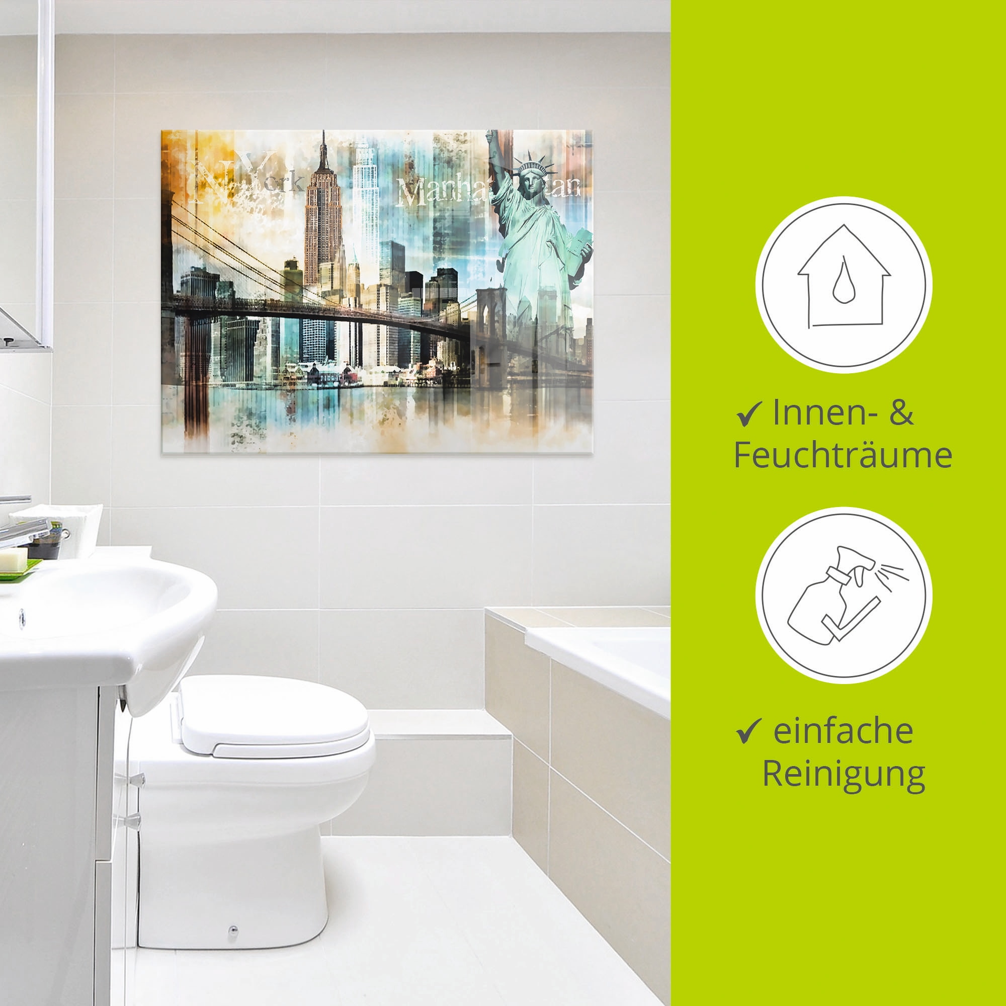 Artland Glasbild »New York Skyline Abstrakte Collage II« Amerika 1 Stk. tlg. in verschiedenen Größen