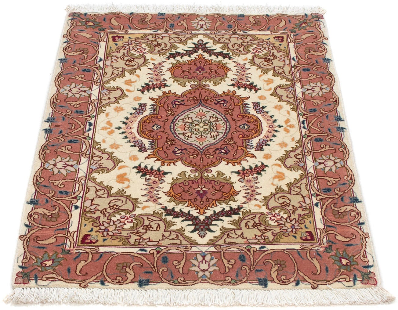 morgenland Wollteppich »Täbriz - 50 Raj Blumenmuster Beige 84 x 59 cm«, rec günstig online kaufen