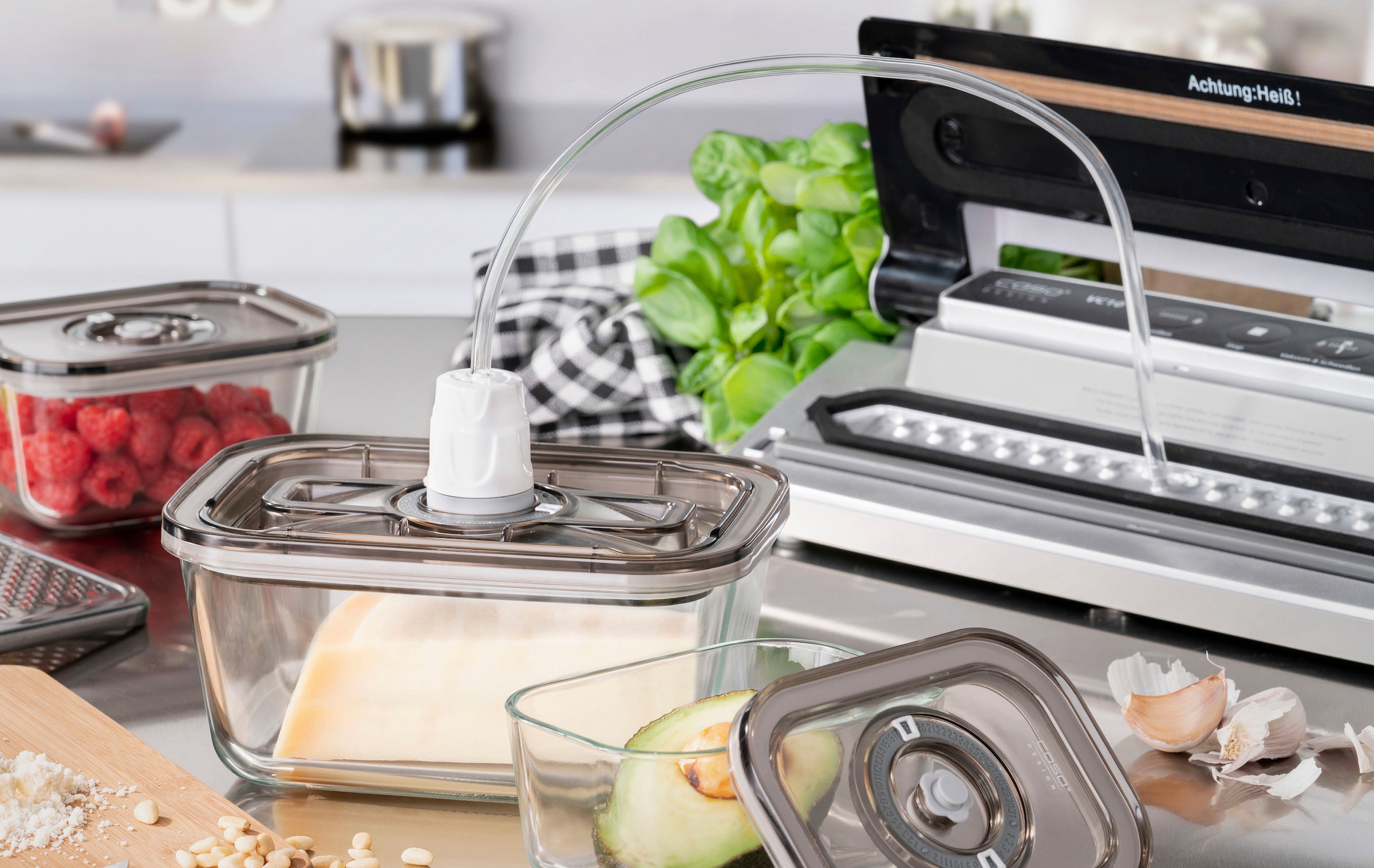 Caso Vakuumbehälter »1177 VacuBoxx Eco-Set« 3 Glasbehälter mit Kunststoffdeckel