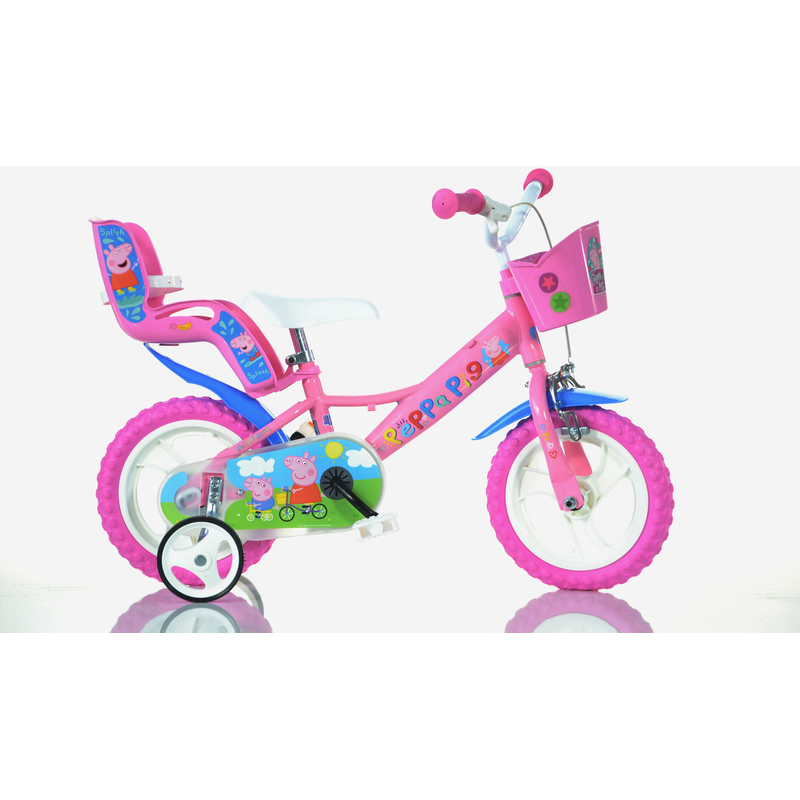 DINO Kinderfahrrad »Peppa Wutz Pig 12 Zoll« 1 Gang mit Stützrädern, Korb und Puppensitz pink