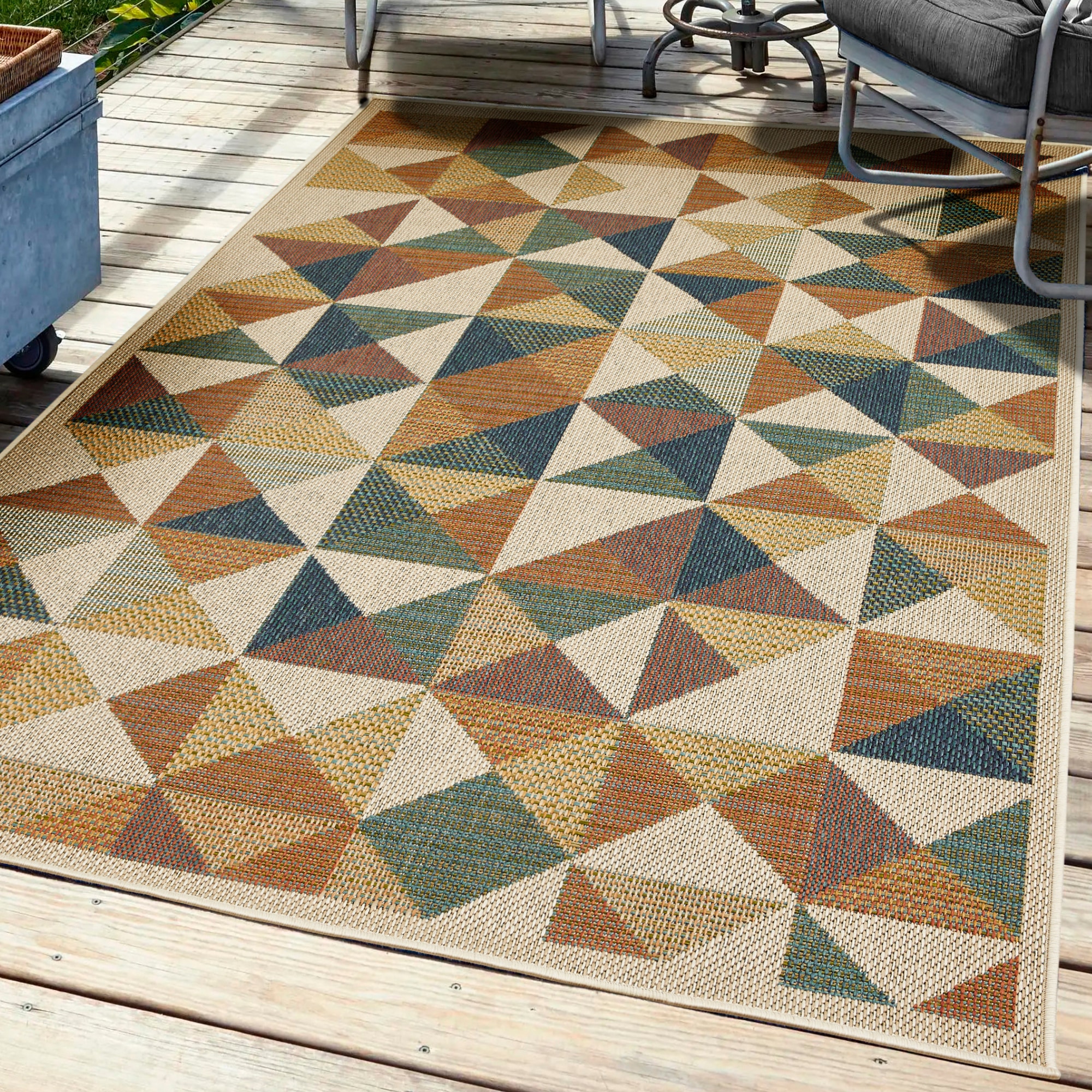 Andiamo Teppich »Sedona Dreieck« rechteckig 6 mm Höhe Flachgewebe, modernes Design, In- und Outdoor geeignet