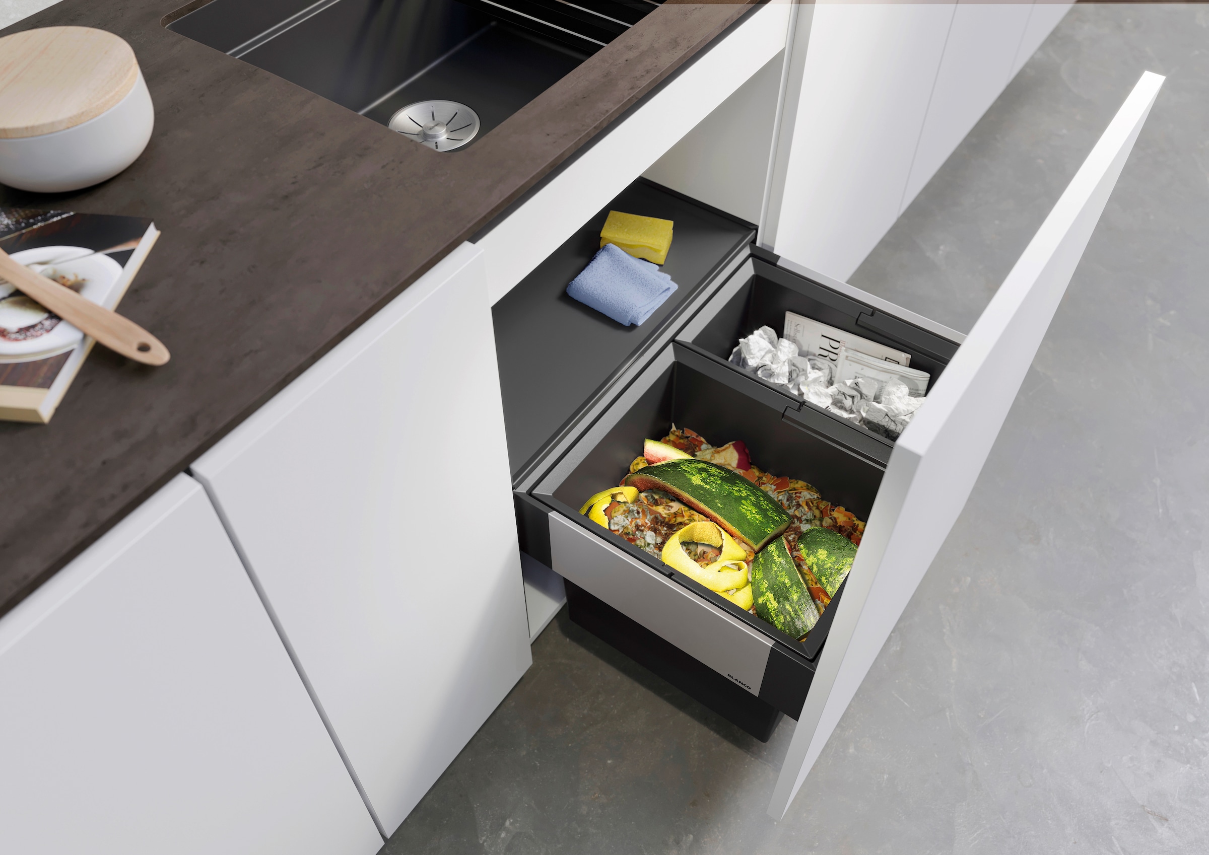 Blanco Mülltrennsystem »Select II 60/2«, 2 Behälter, Kunststoff, Stahlblech, 600 mm Untermass