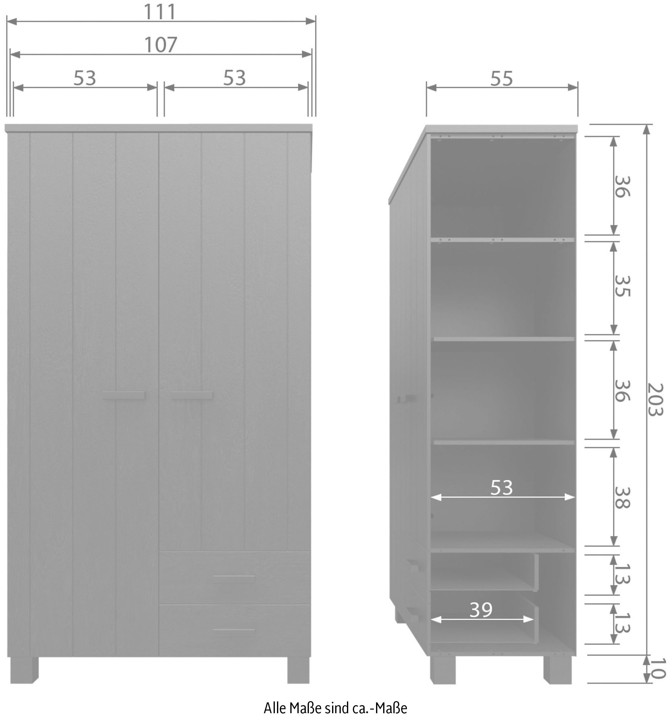 WOOOD Garderobenschrank »Dennis«, mit Kleiderstange, viel Stauraum, B 111 cm x H 202 cm