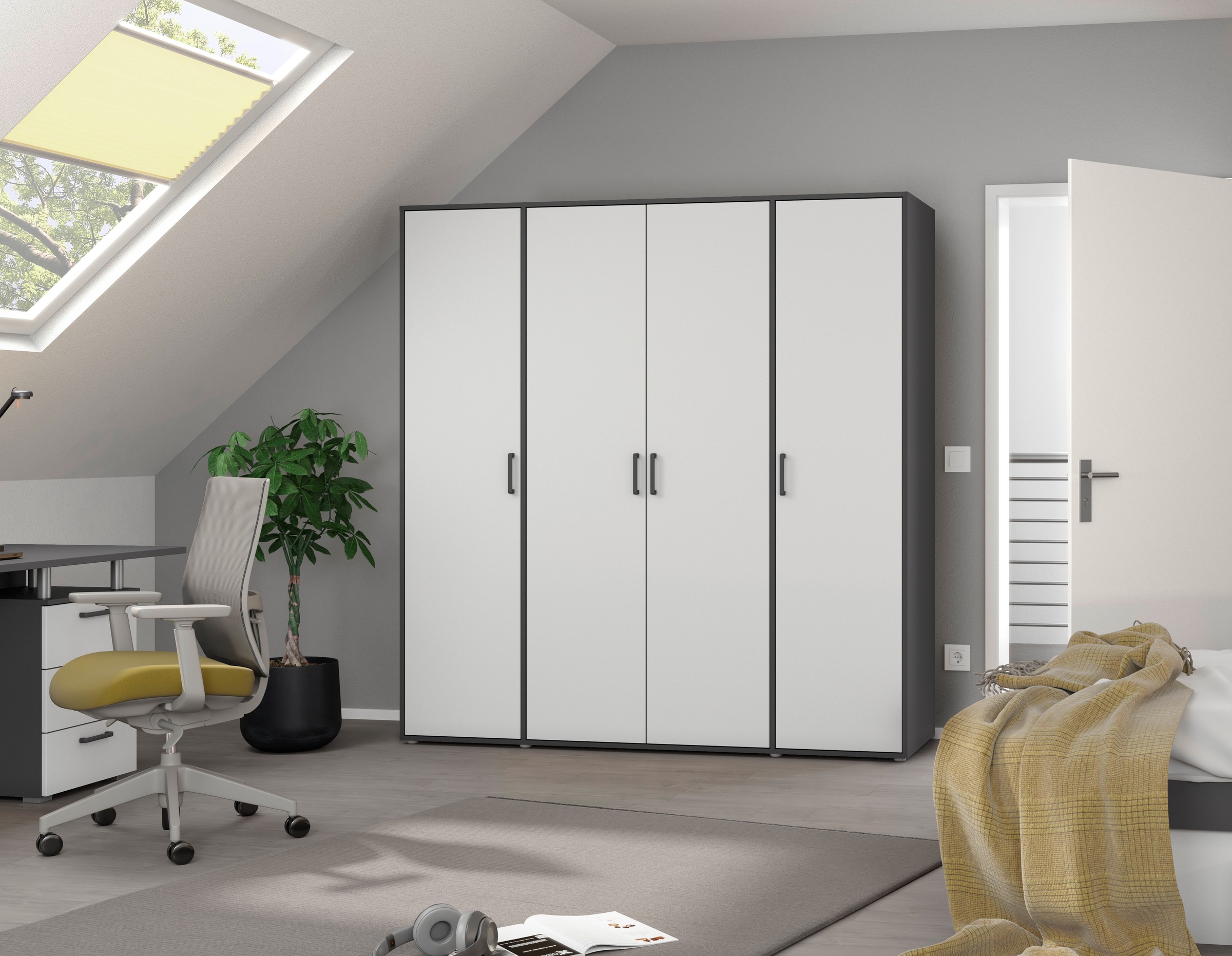 rauch Kleiderschrank »VOYAGER Otto´s Choice Garderobe Wäscheschrank TOPSELLER Schlafzimmer«, (in 3 verschiedenen Ausstattungen BASIC/CLASSIC/PREMIUM), Schrank mit modernen Griffen in viel Stauraum MADE IN GERMANY