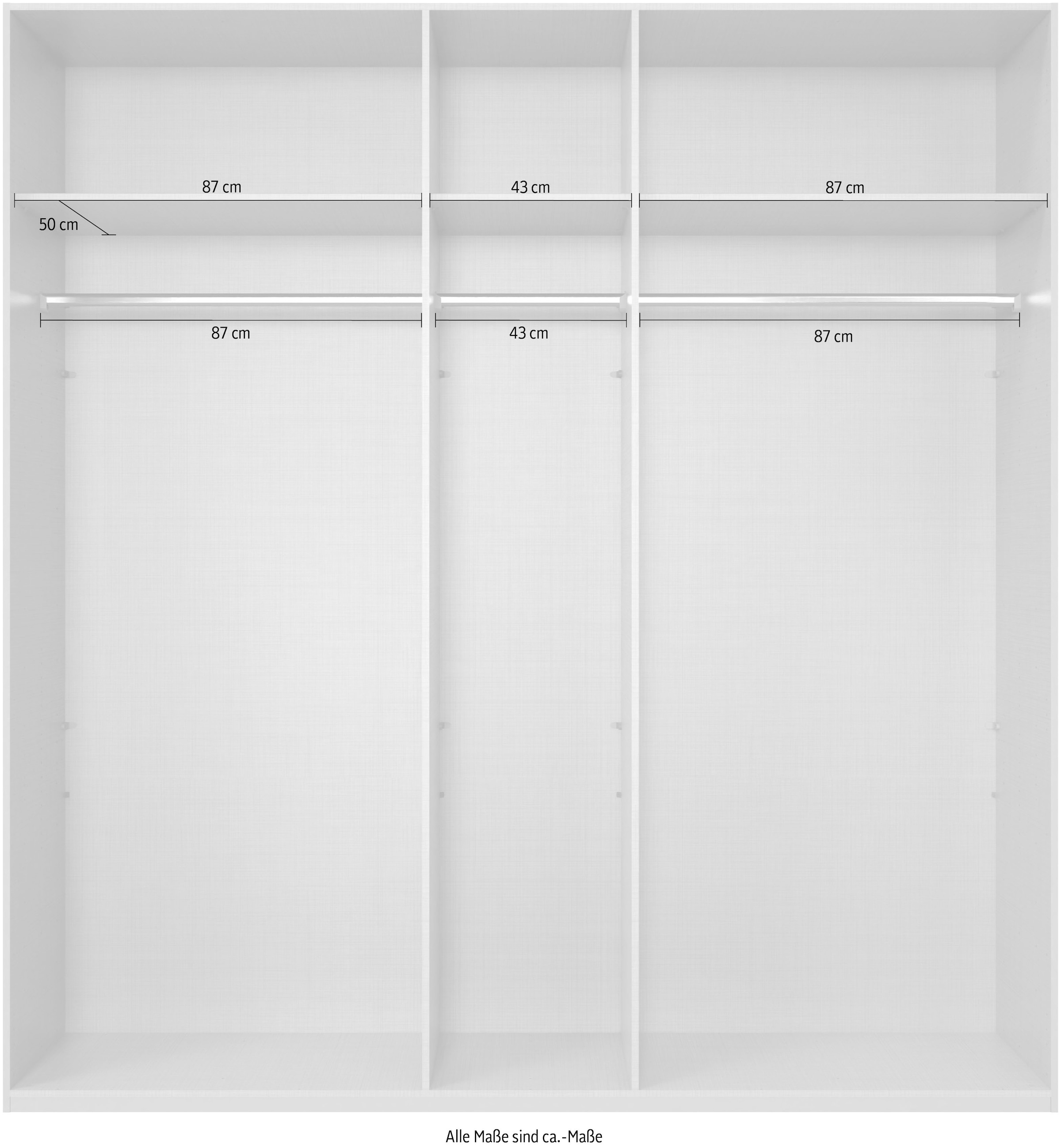 Wimex Kleiderschrank »Mugano, in 5 Breiten und 2 Höhen, Made in Germany«, (in Basic oder Premium Ausstattung mit 2 weiteren Einlegeböden), mit langen Griffstangen aus Metall, wahlweise mit oder ohne Spiegel