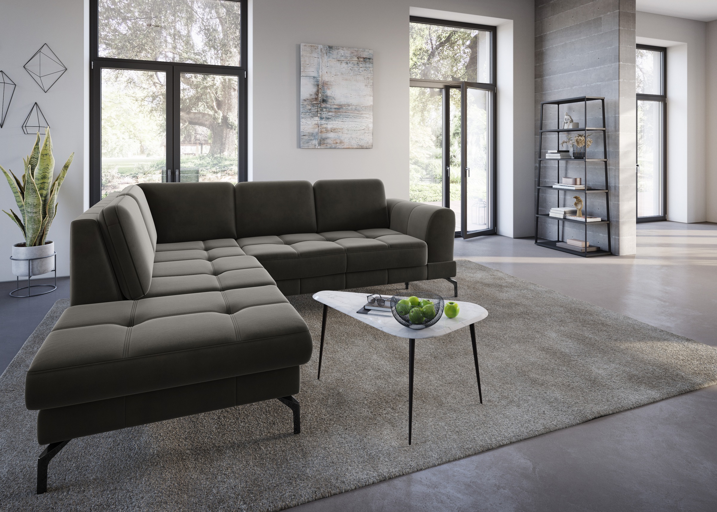 sit&more Ecksofa »Bendigo L-Form«, inklusive Sitztiefenverstellung, Bodenfreiheit 15 cm, in 2 Fußfarben