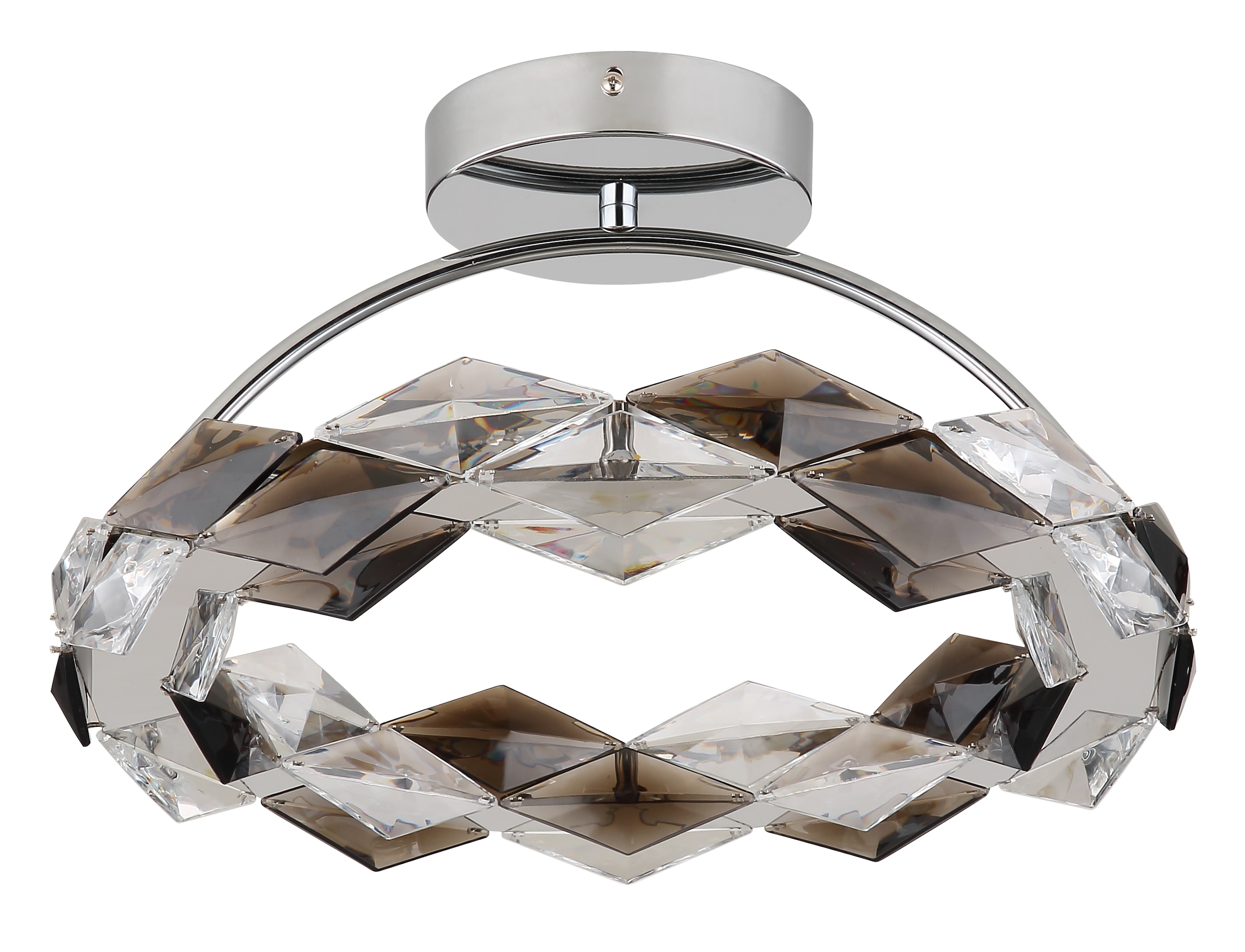 GLOBO LIGHTING LED Deckenleuchte »KARILION« LED-Modul Tageslichtweiß Deckenlampe/Acrylkristalle rauchfarben/ø: 370mm