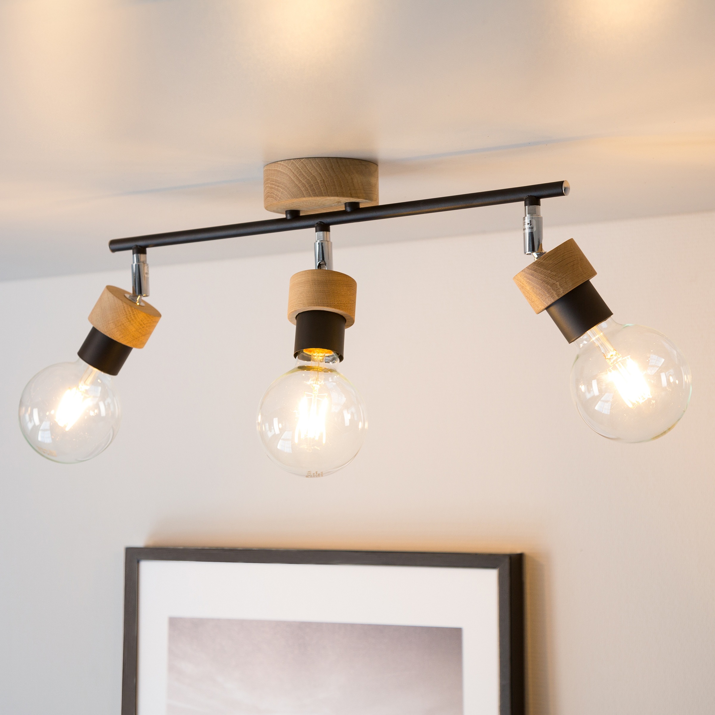 BRITOP LIGHTING Deckenleuchte »MARJOLAINE«, Leuchtmittel E27 | Leuchtmittel wechselbar-ohne Leuchtmittel, Bewegliche Spots, aus Eichenholz, Nachhaltig mit FSC®-Zertifikat
