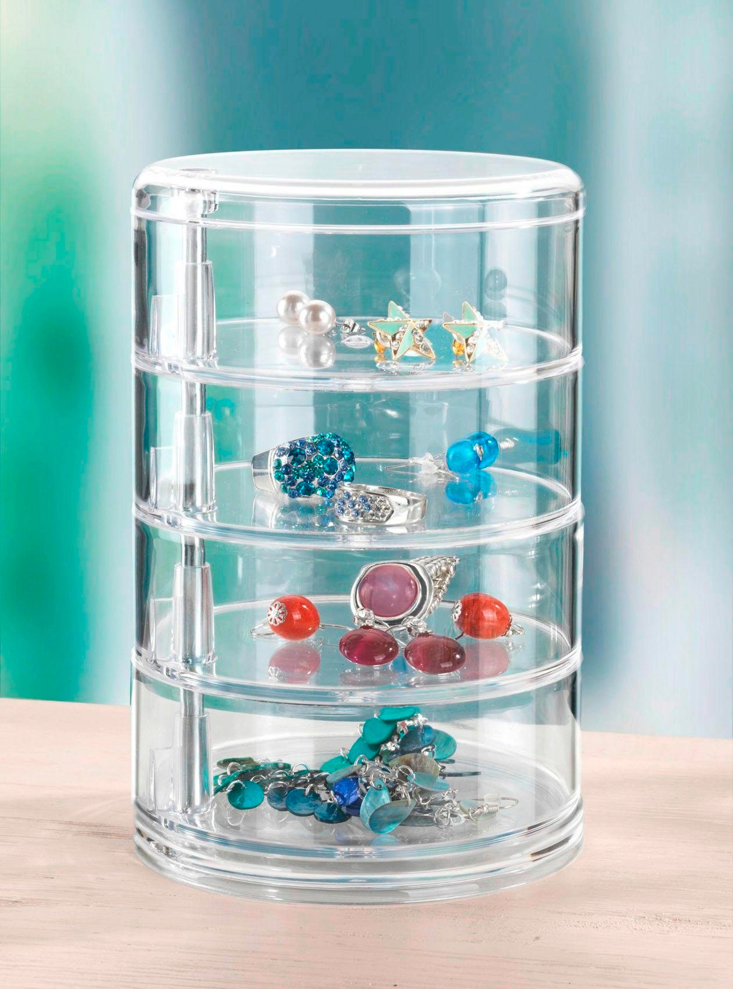 WENKO Badorganizer »Tower«, Kosmetik-Aufbewahrung mit 4 Fächern, transparent