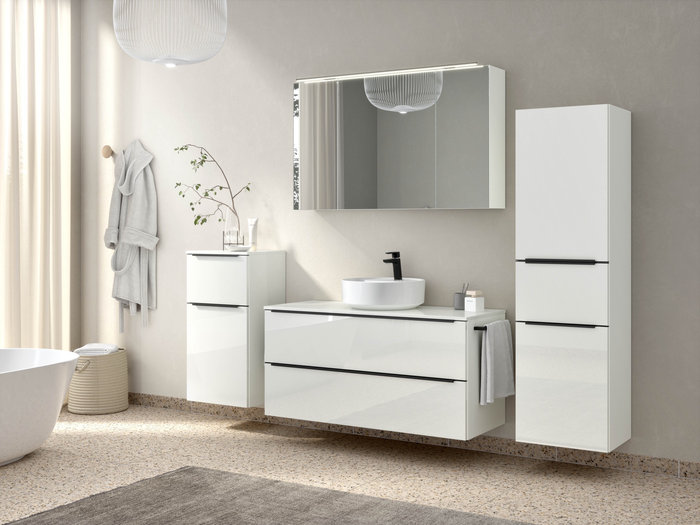 nobilia® Badmöbel-Set »Alvene«, (1 St., vormontiert, mit Soft-Close), Hochg günstig online kaufen