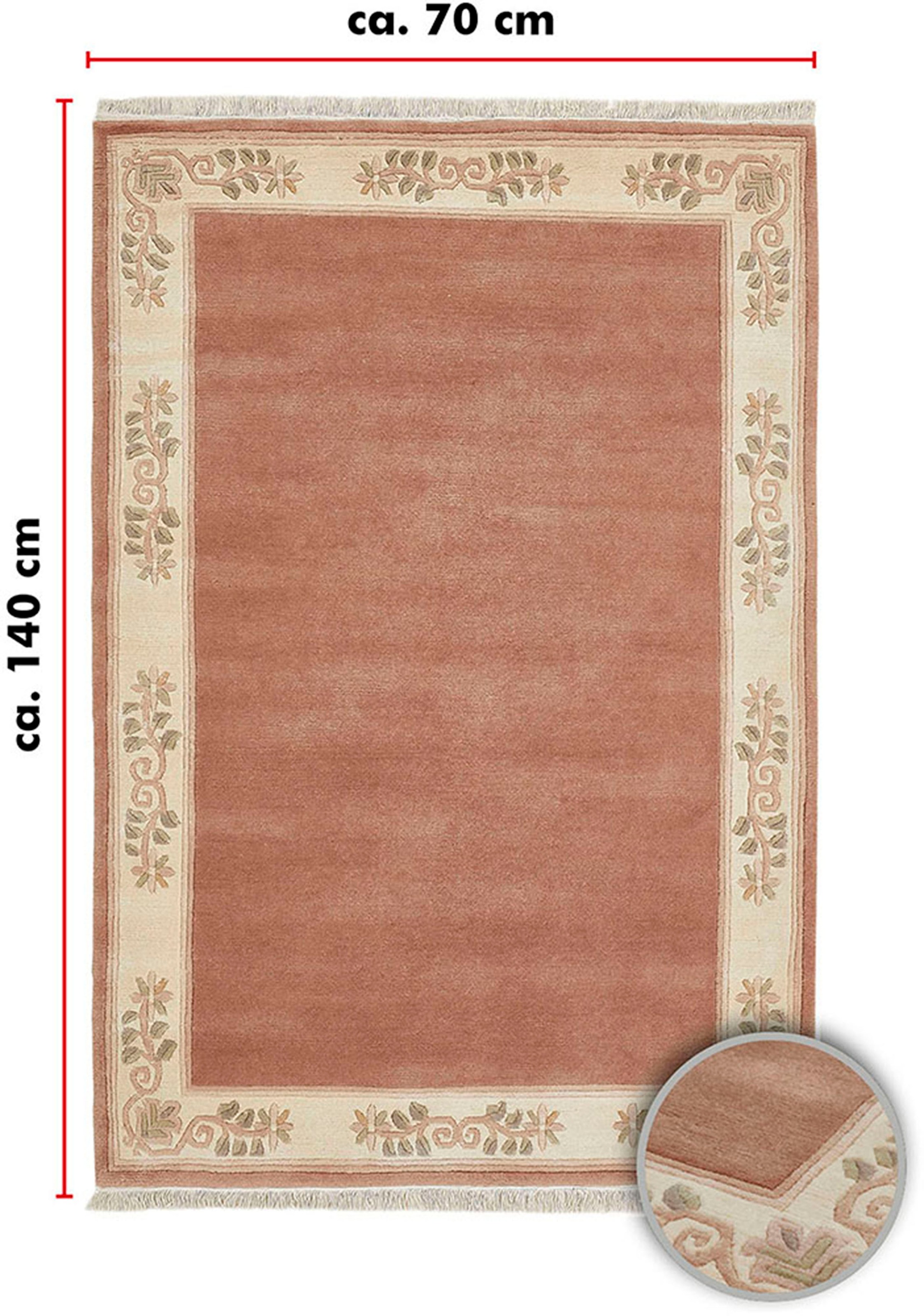 LUXOR living Wollteppich »Adour«, rechteckig, 18 mm Höhe, reine Wolle, handgeknüpft, mit Bordüre und Fransen, Wohnzimmer