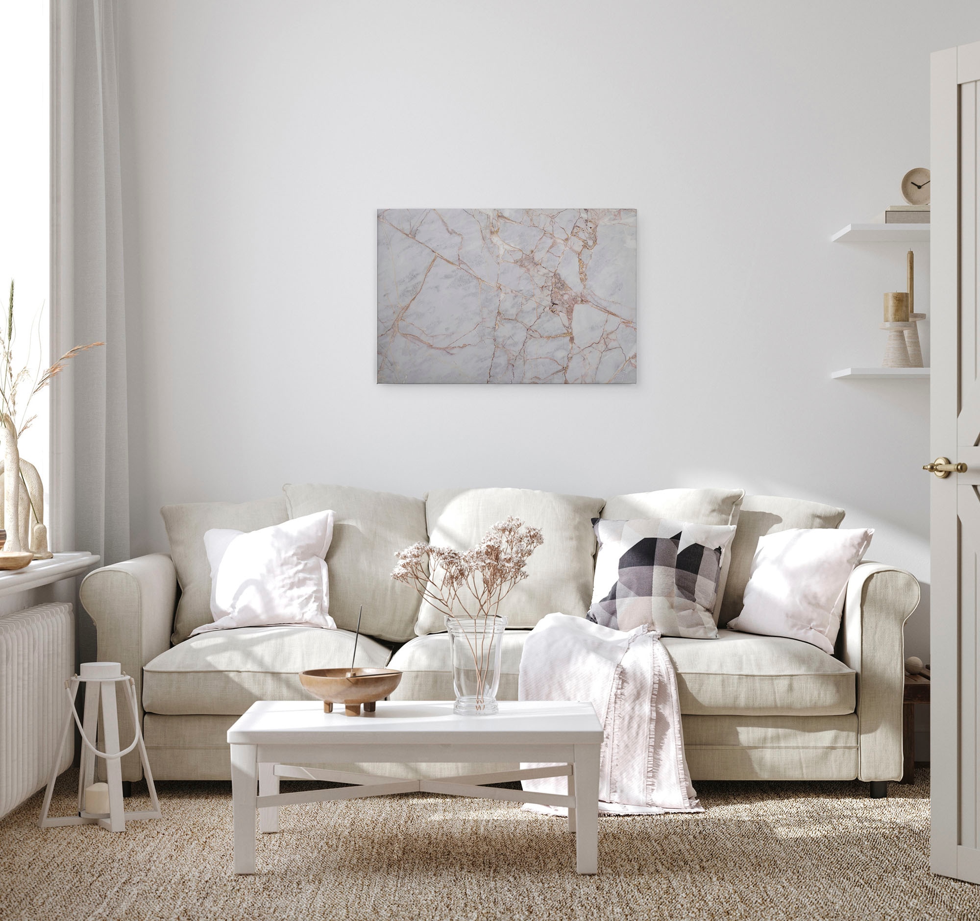 A.S. Création Leinwandbild »Grey Light Marble«, Kunst-Marmor-Kinder, (1 St.), Marmoroptik Marmor Keilrahmen Leinwand-Bild Wohnzimmer modern Wandbild