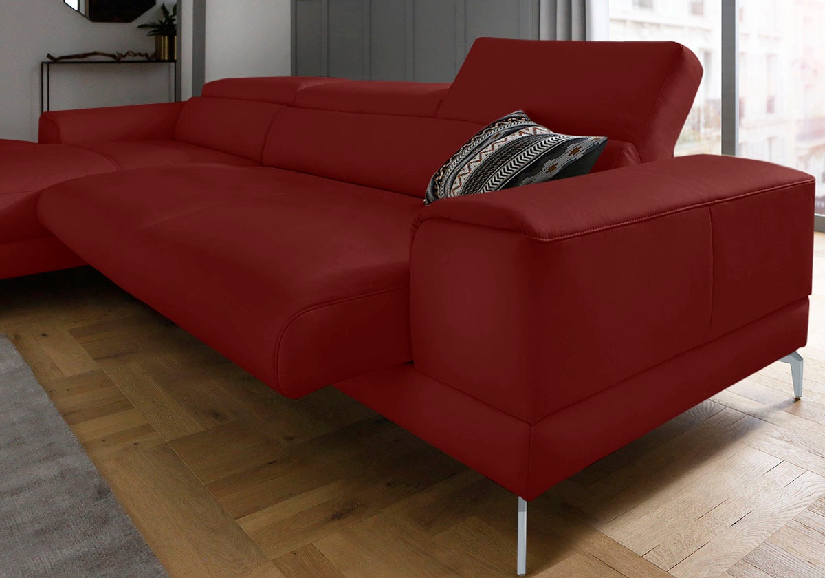 W.SCHILLIG Ecksofa »piedroo, Designsofa mit tollem Sitzkomfort, bequem und elegant, L-Form«, Kopfteilverstellung, wahlweise mit Sitztiefenverstellung, Breite 343cm