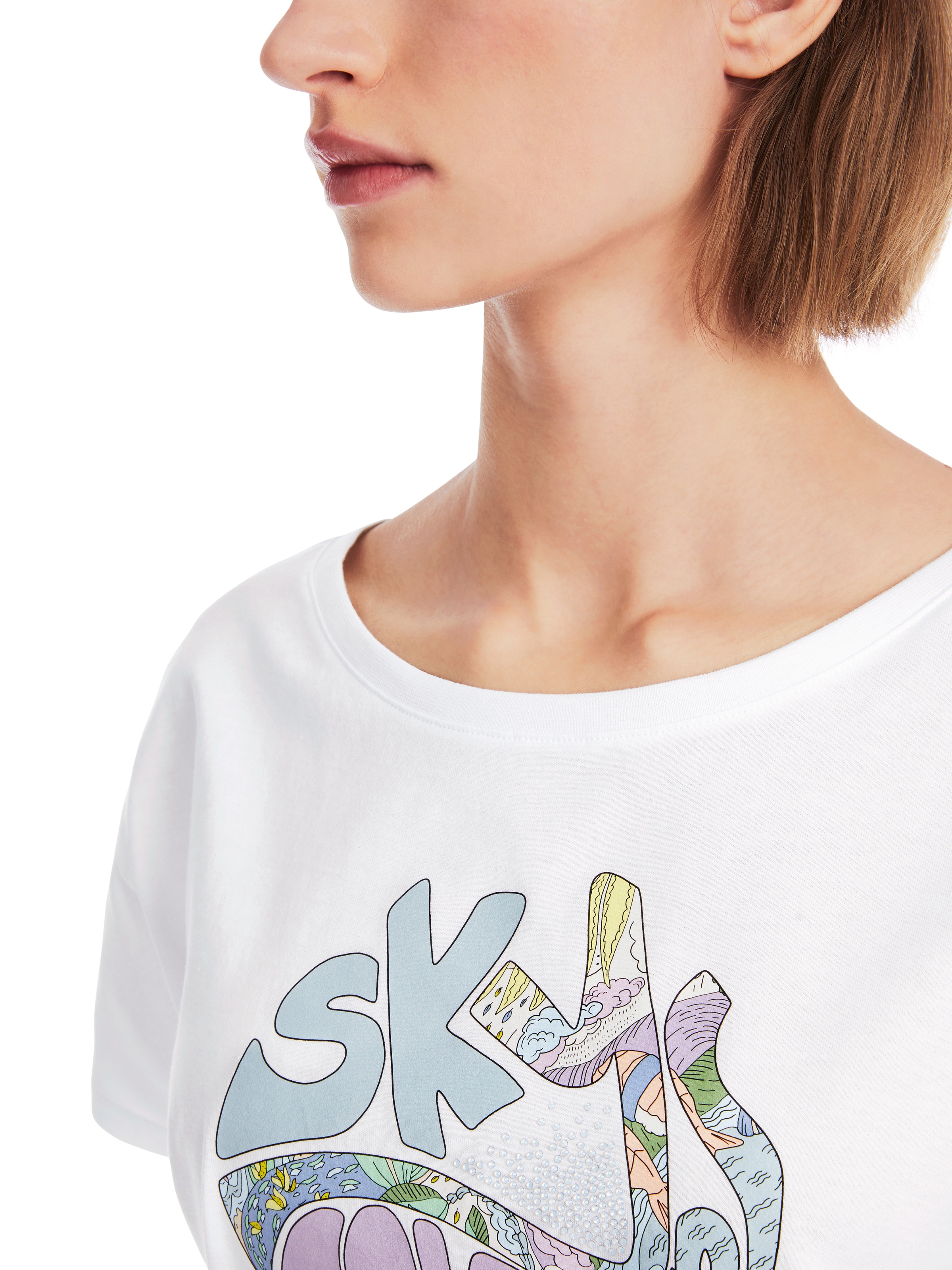 Marc Cain T-Shirt »"Sky Colours" Premium Damenmode«, "Rethink Together" T-Shirt mit Strass