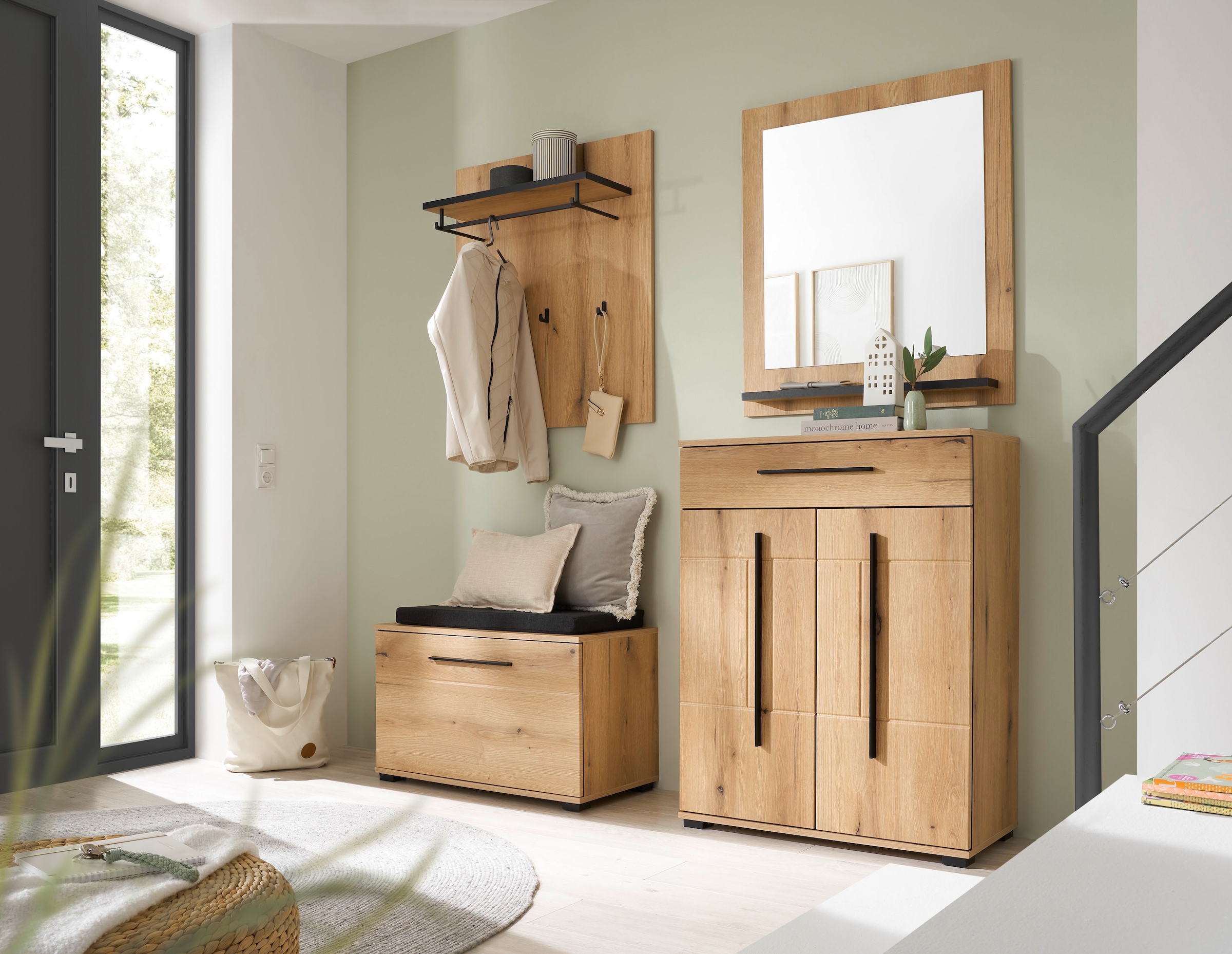 Home affaire Garderobenspiegel »Cantara, Spiegel in zwei Farben, modernes, zeitloses Design« universell einsetzbar, mit Ablagefläche, eckig, 79 cm breit