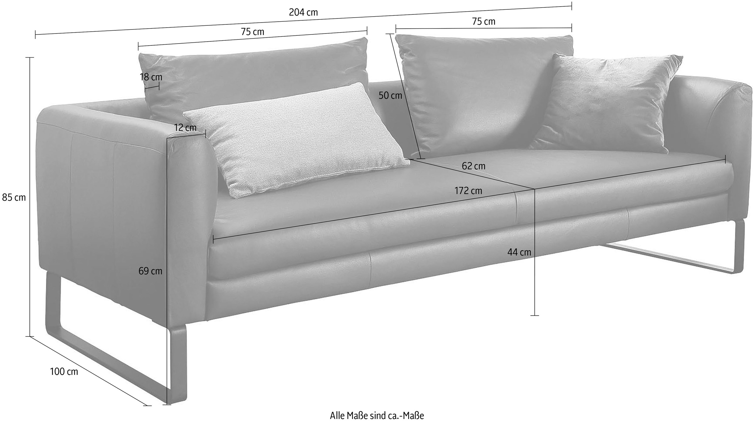 3C Candy 3-Sitzer »Avola Designsofa mit Lederbezug, tolle Verarbeitungsdetails« bequem und komfortabel