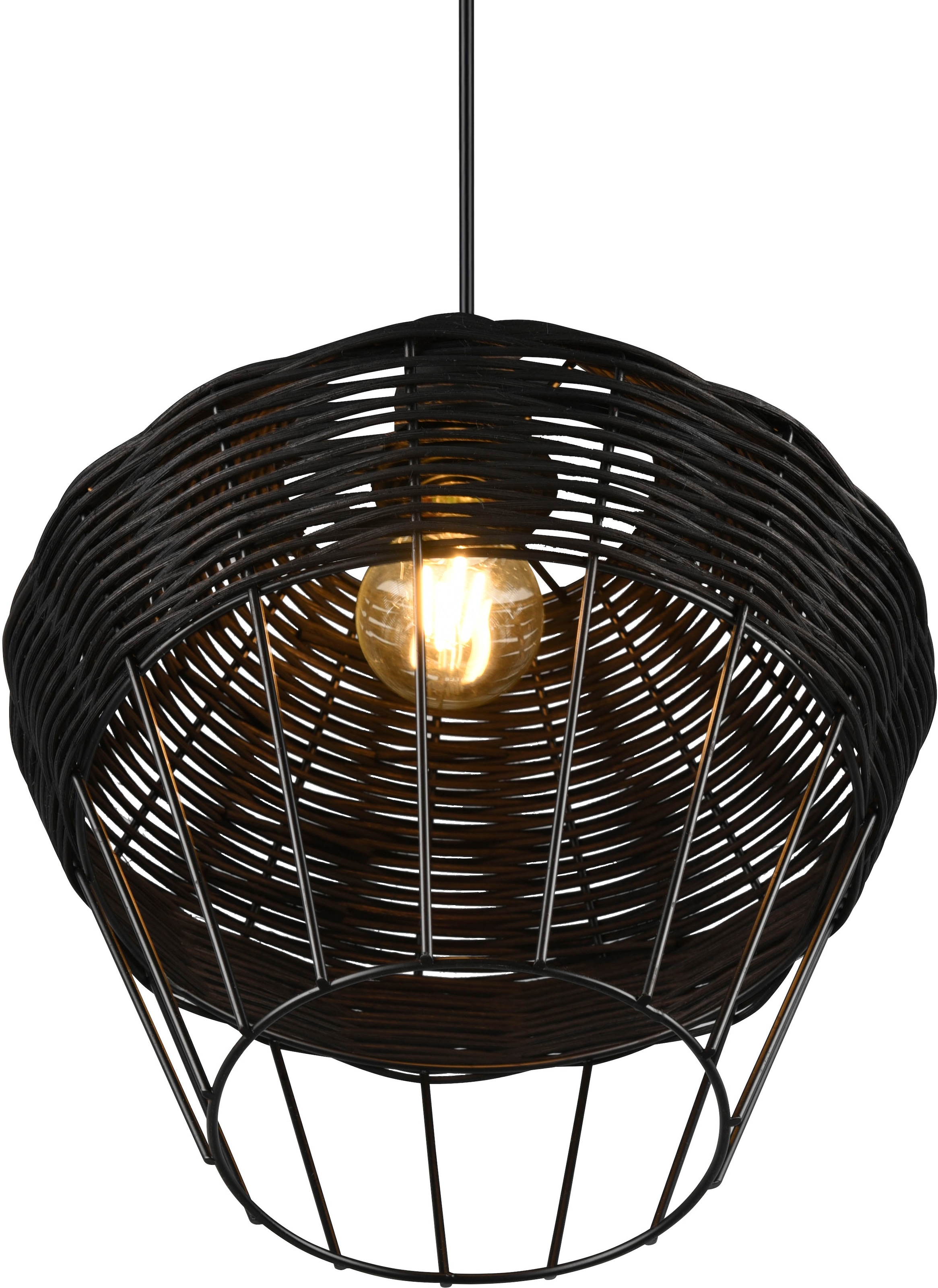 TRIO Leuchten Pendelleuchte »Borka«, 1 flammig, Leuchtmittel E27 | ohne Leuchtmittel, Boho Hängelampe aus Rattan 1-flammig exkl E27 max 40W höhenverstellbar
