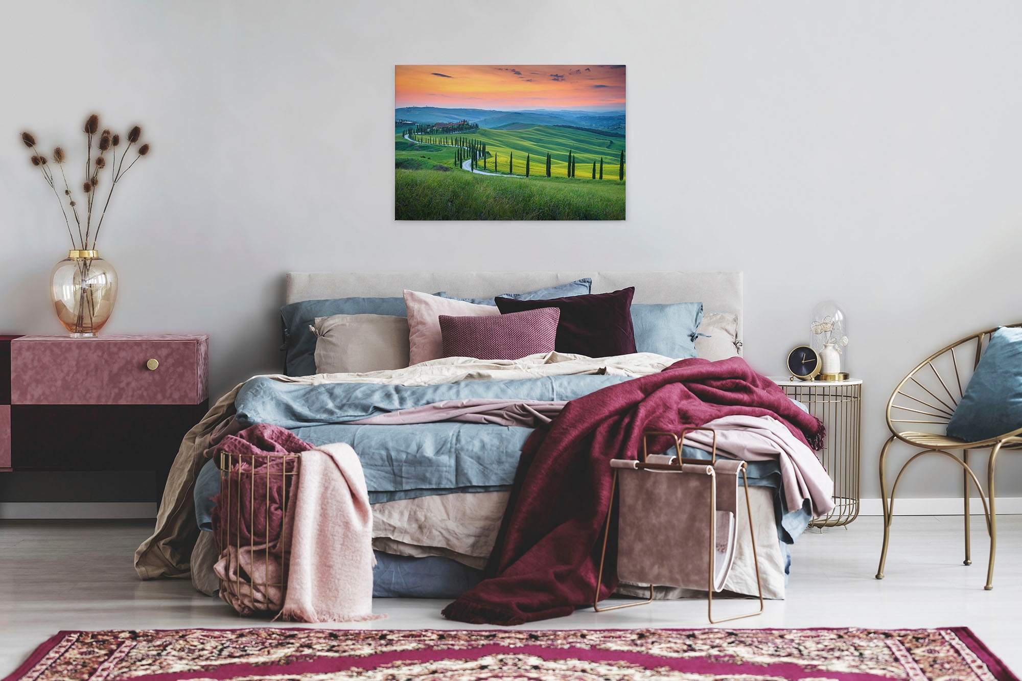 A.S. Création Leinwandbild »Tuscany«, Kunst-Gemälde-Kinder, (1 St.), Feld Natur Keilrahmen Landschaft Leinwand-Bild Wohnzimmer modern Wand