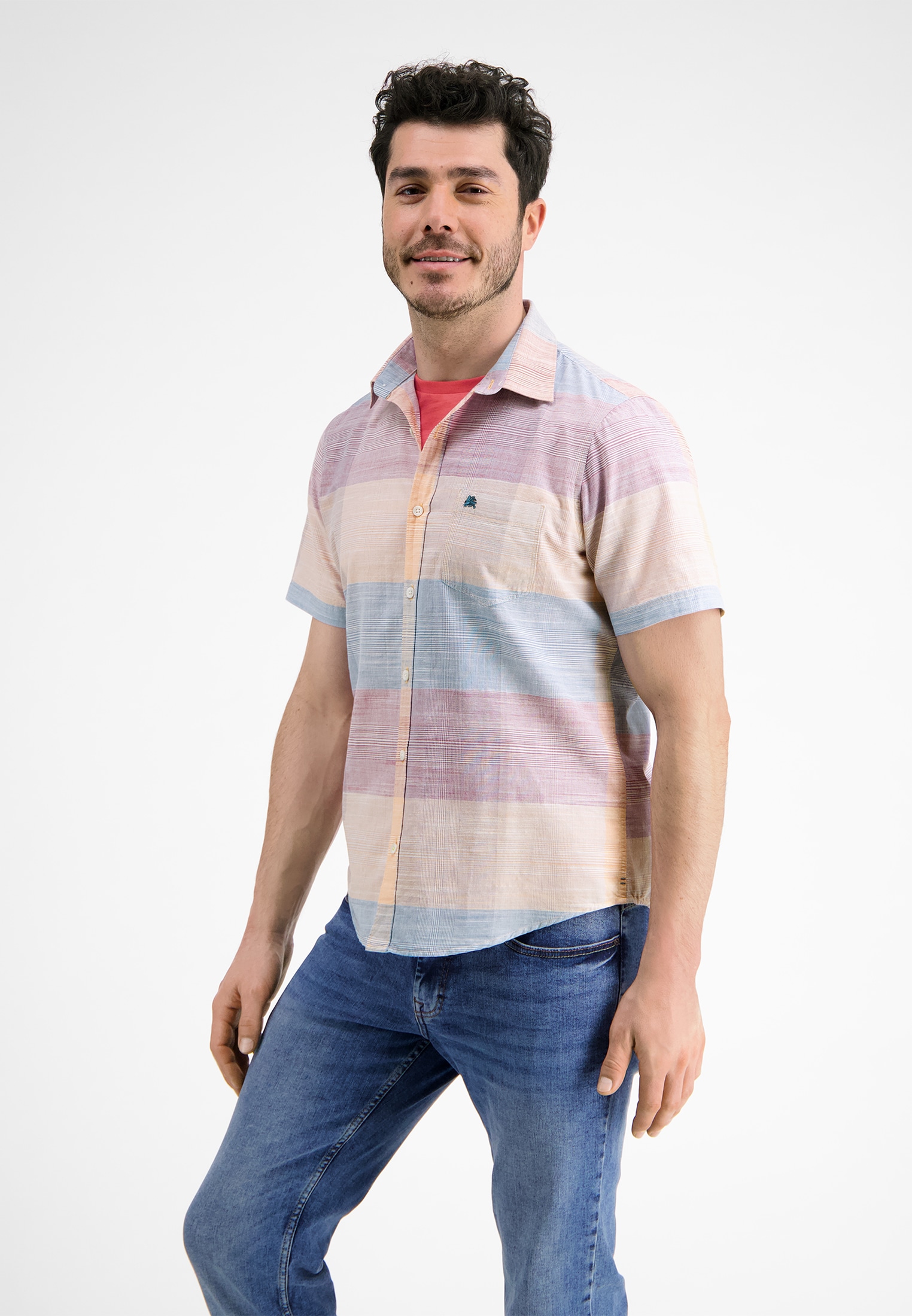 LERROS Kurzarmhemd »LERROS Kurzarmhemd *Slub Karo*«