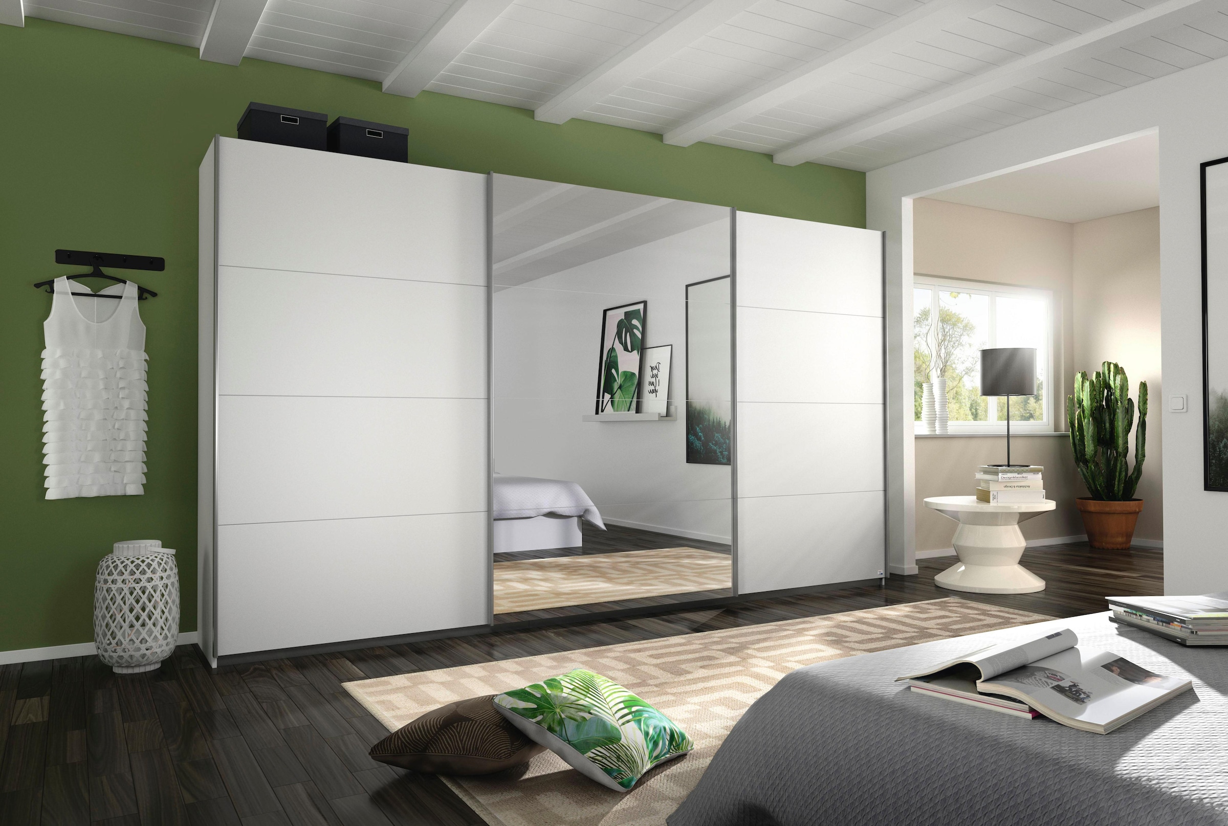 rauch Schwebetürenschrank »Kleiderschrank Schrank Garderobe CORTONA inkl. Inneneinteilung,«, 2 Stoffboxen und zusätzlichen Einlegeböden MADE IN GERMANY