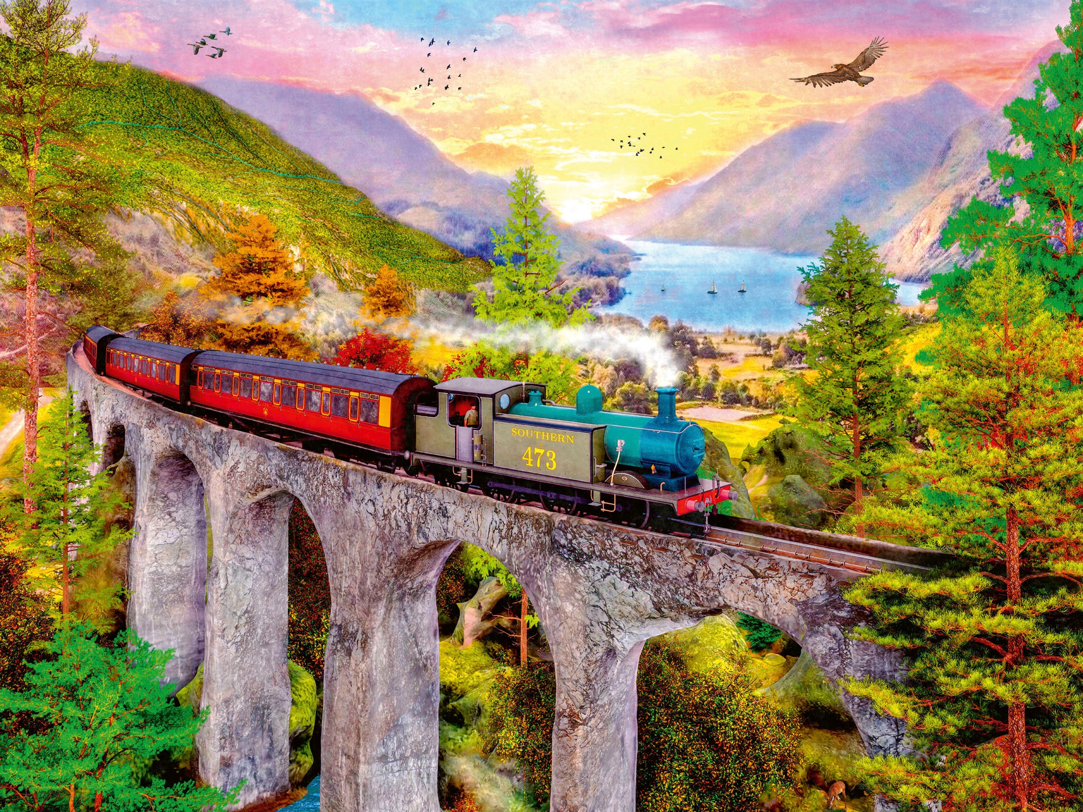 Ravensburger Puzzle »Zugfahrt im Herbst« Made in Germany