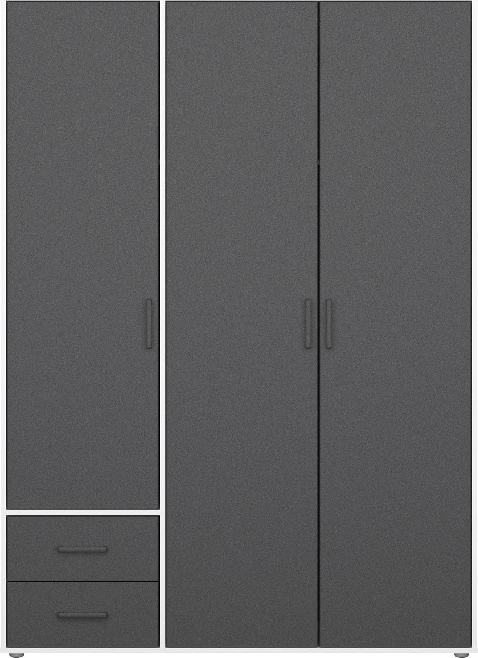 rauch Drehtürenschrank »Kleiderschrank Schrank Garderobe Wäscheschrank VOYAGER«, (in 3 verschiedenen Ausstattungen BASIC/CLASSIC/PREMIUM), moderne Griffe in Graumetallic mit Außenschubkästen MADE IN GERMANY