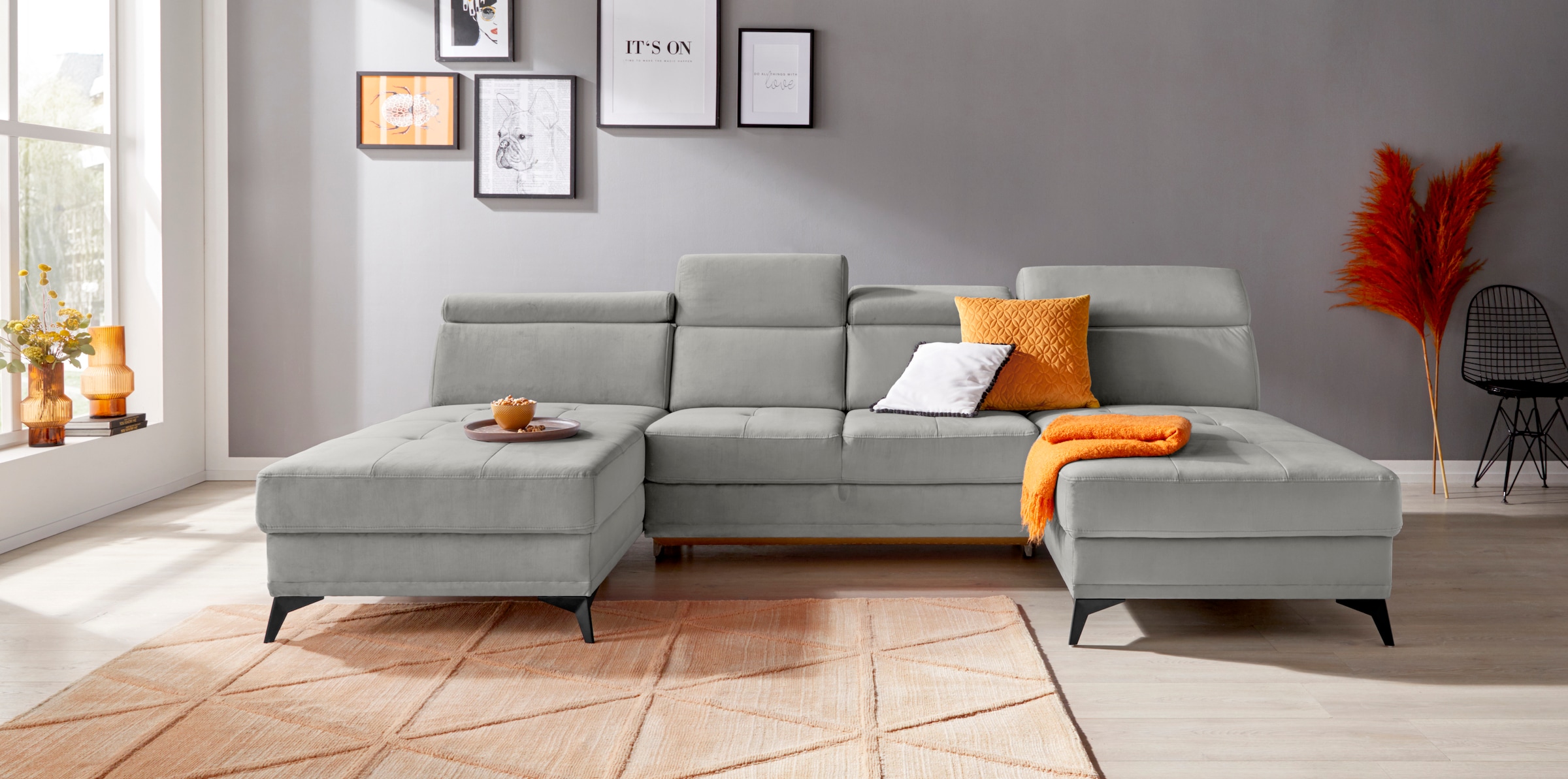 Home affaire Wohnlandschaft »Cardiz U-Form« inkl.Kopfteilverstellung und Fe günstig online kaufen