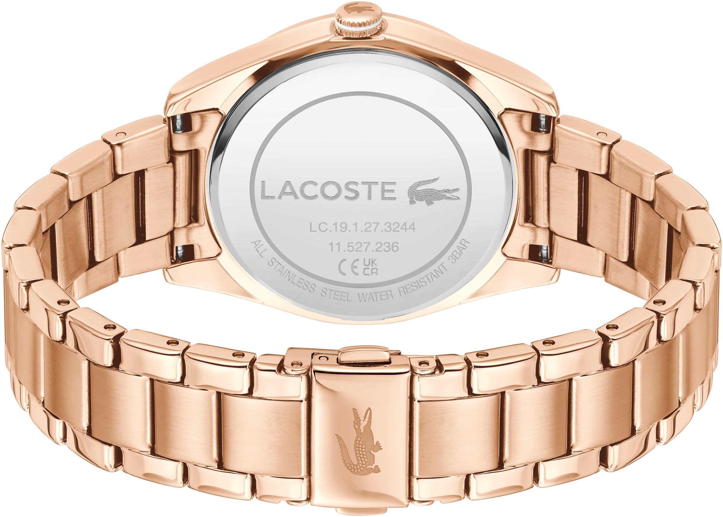 Lacoste Quarzuhr »CAPUCINE«, Armbanduhr, Damenuhr, analog, Glaskristalle, Edelstahlarmband