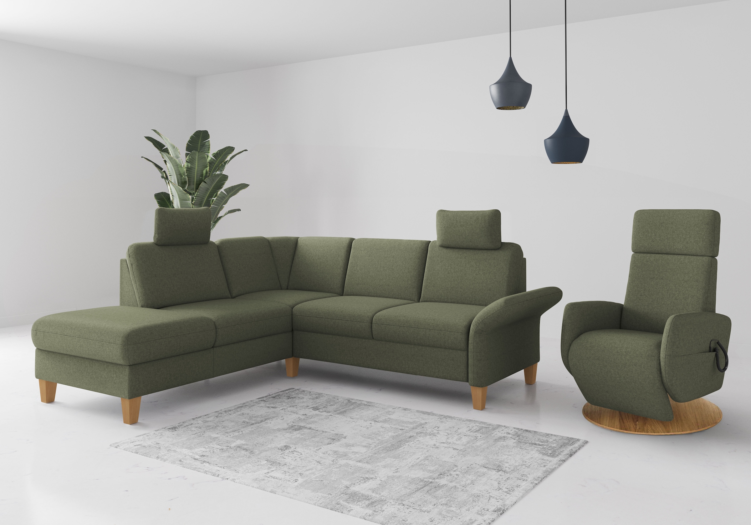 Home affaire Ecksofa »Rochelle«, wahlweise mit Armlverstellung, Klappbett mit Rollen & Bettkasten