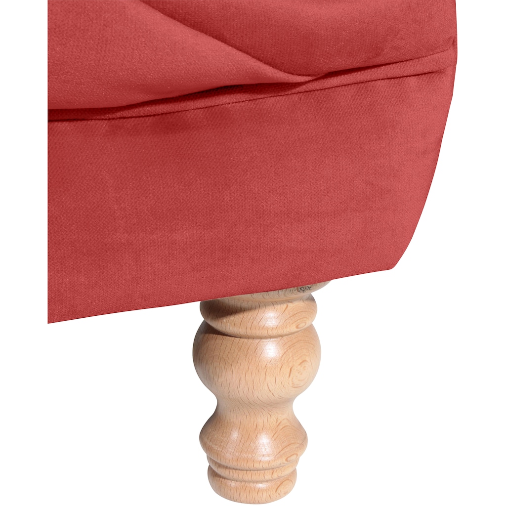 Max Winzer® Chesterfield-Sofa »Isabelle«, mit Knopfheftung & gedrechselten Füßen in Buche natur, Breite 200 cm