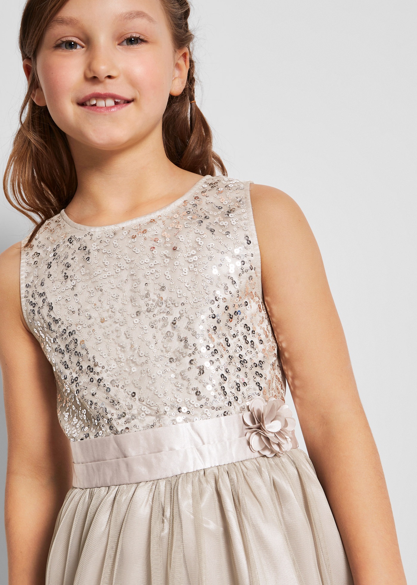 bonprix Midikleid für festliche Anlässe, Regular Fit, mehrlagiger Rockteil mit Falten