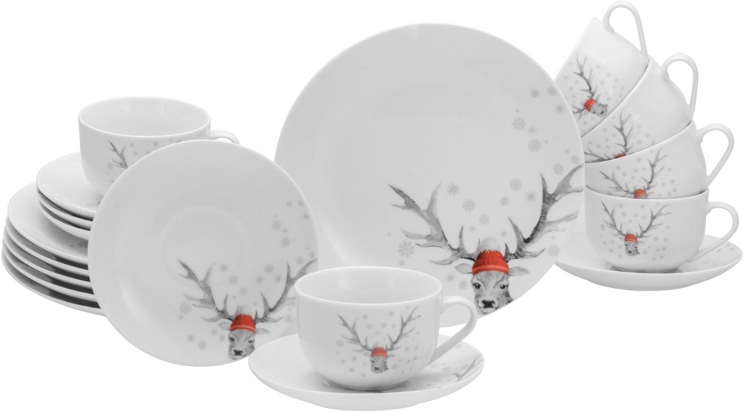 CreaTable Kaffeeservice »Luna Hirsch« winterliches Hirsch-Motiv günstig online kaufen