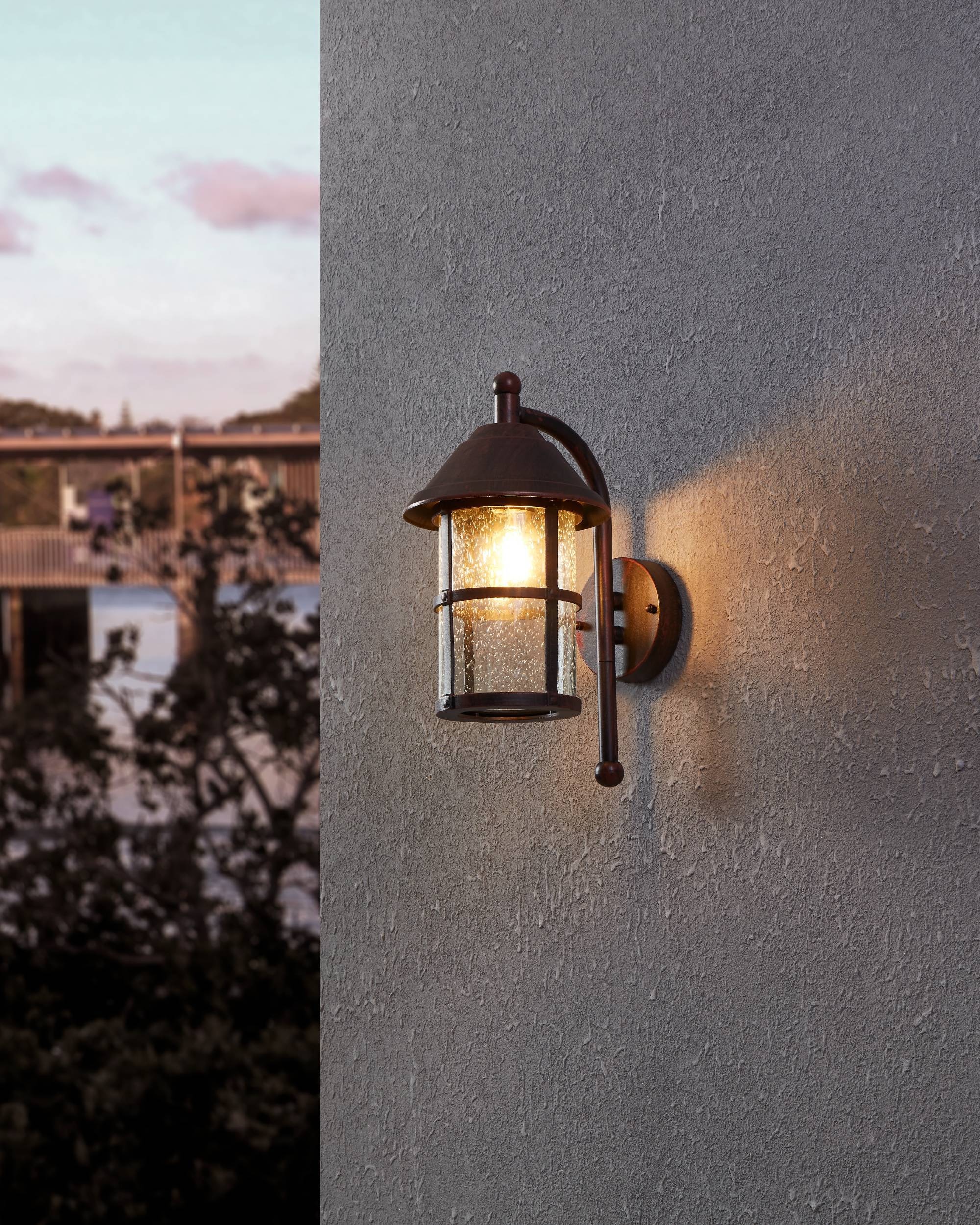 EGLO Wandleuchte »San Telmo Wandlampe, Außenbeleuchtung, Vintage, E27, IP23, Lampe« E27 1 Stk. Wand-/Deckenleuchte - L18 x H35 x AL24 cm - antik-braun - 1X60W exkl.