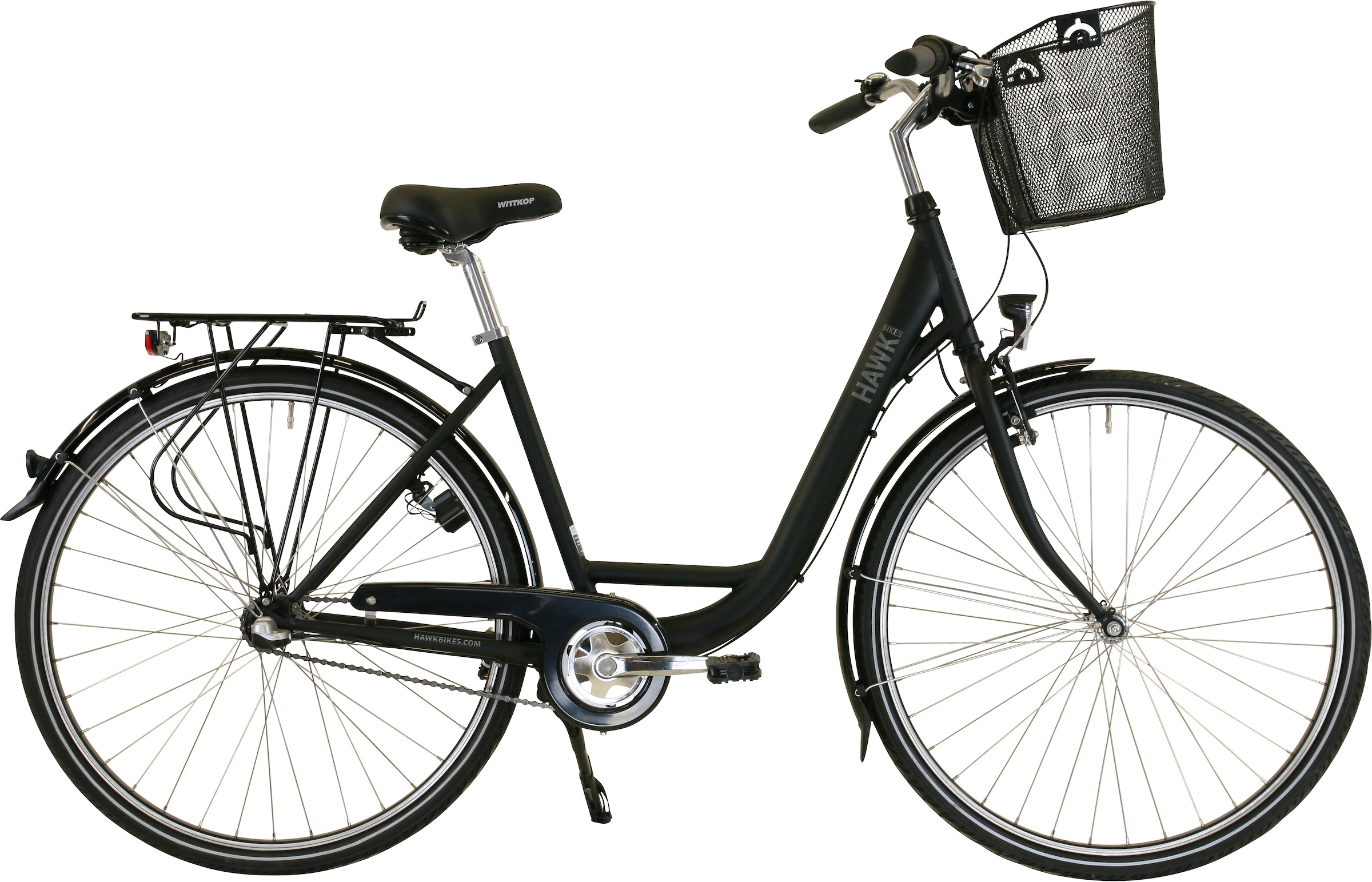 Bild von HAWK Bikes Cityrad »HAWK City Wave Premium Plus Black«, 3 Gang, Shimano, Nexus Schaltwerk, für Damen und Herren