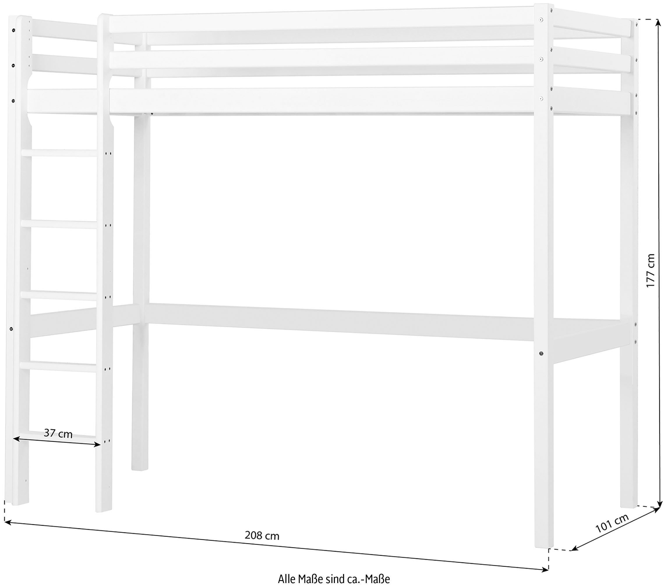 Hoppekids Hochbett »ECO Dream 90x200 mit Schreibtisch & Loungesofa / Gästebett«, Kinderbett aus Massivholz, Sofa ausziehbar zum Gästebett