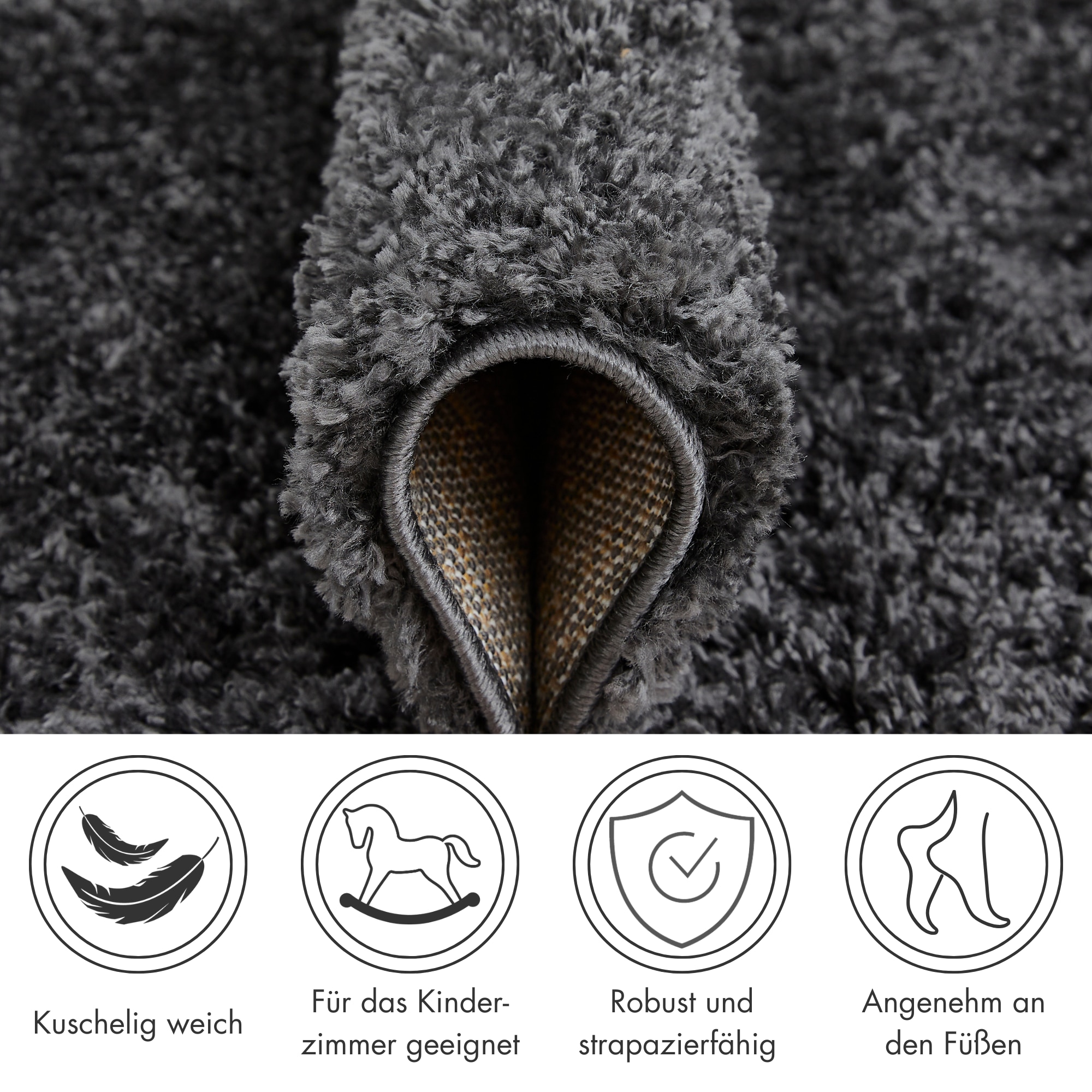 Andiamo Hochflor-Teppich »Chicago«, rechteckig, 40 mm Höhe, Uni Farben, weich & kuschelig, ideal im Wohnzimmer & Schlafzimmer