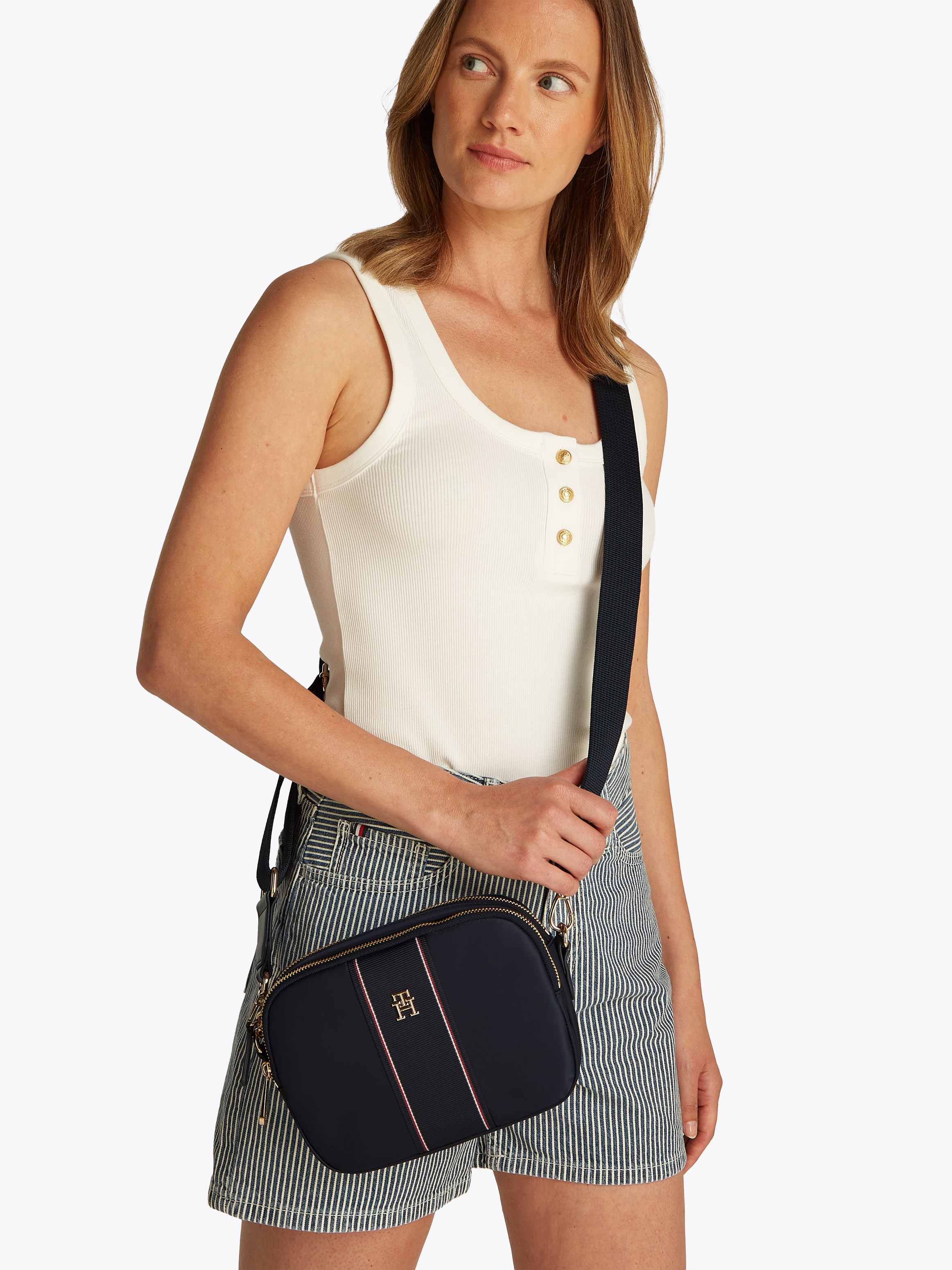 Tommy Hilfiger Kameratasche »POPPY CAMERA BAG CORP«, Damen Umhängetasche, Schultertasche, Minibag mit TH-Logo