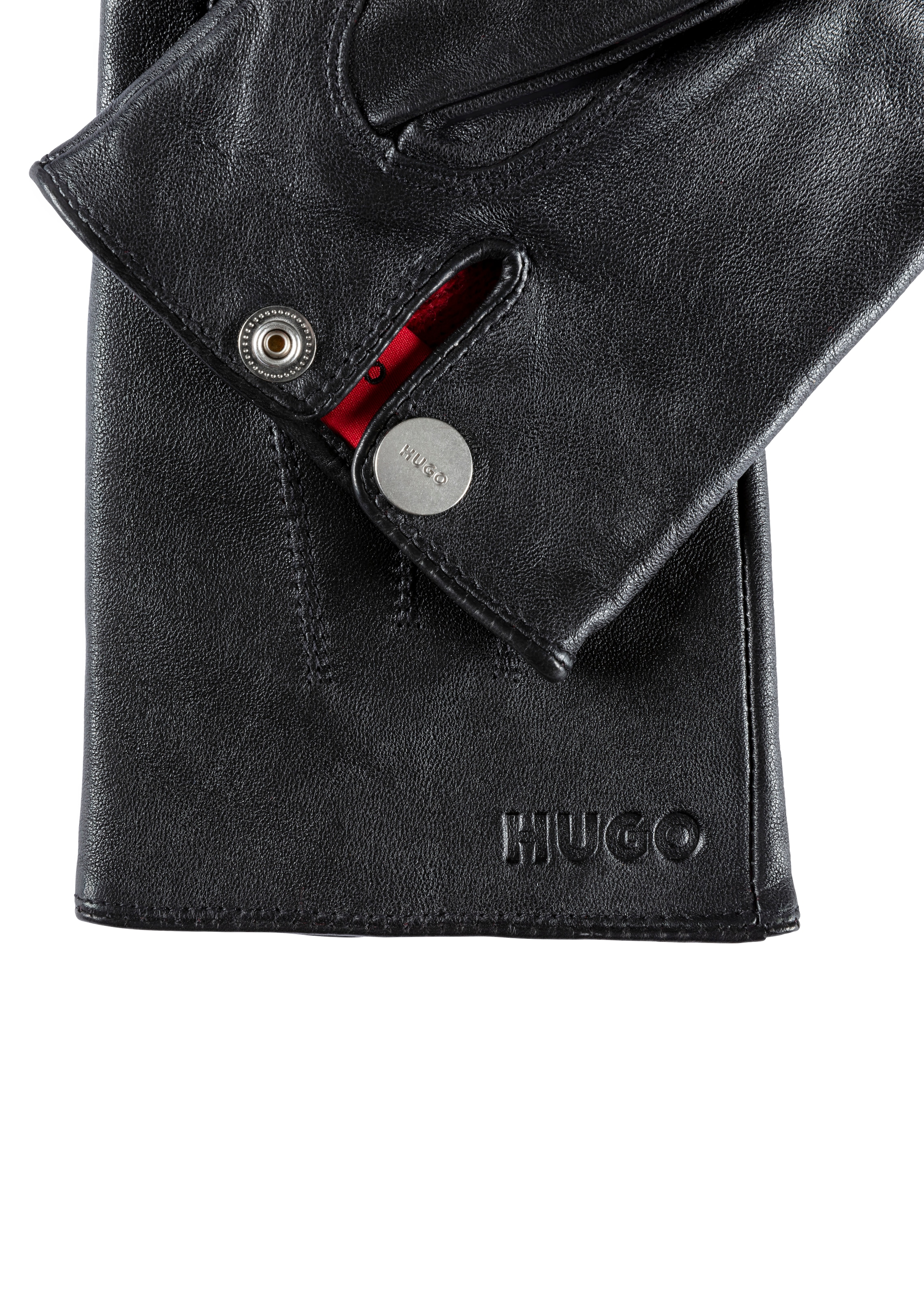 HUGO Lederhandschuhe »Jaan«, mit Logo auf dem Knopf